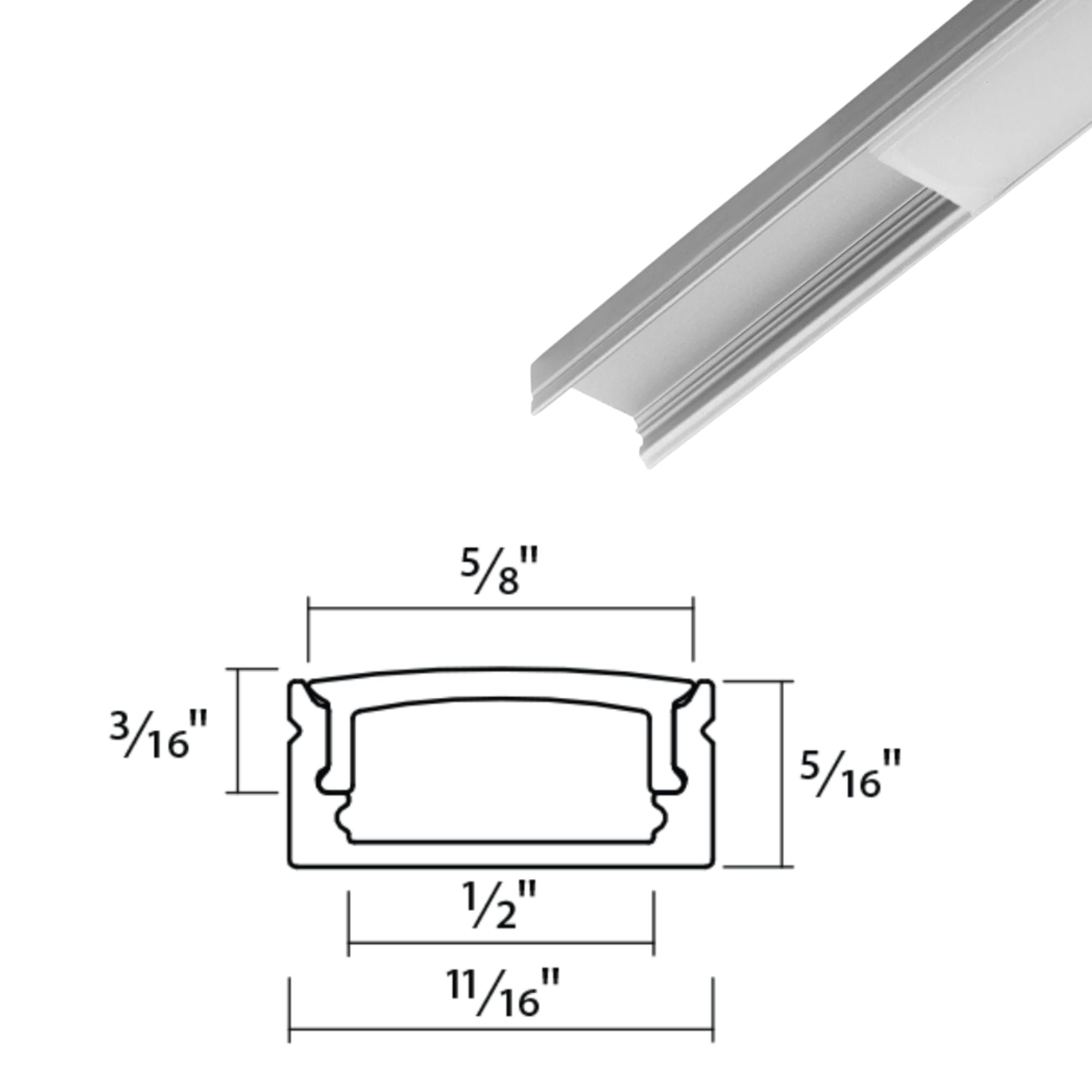 3.28ft ARCTAPE 12mm Wide Aluminum Mounting Channel - Bees Lighting