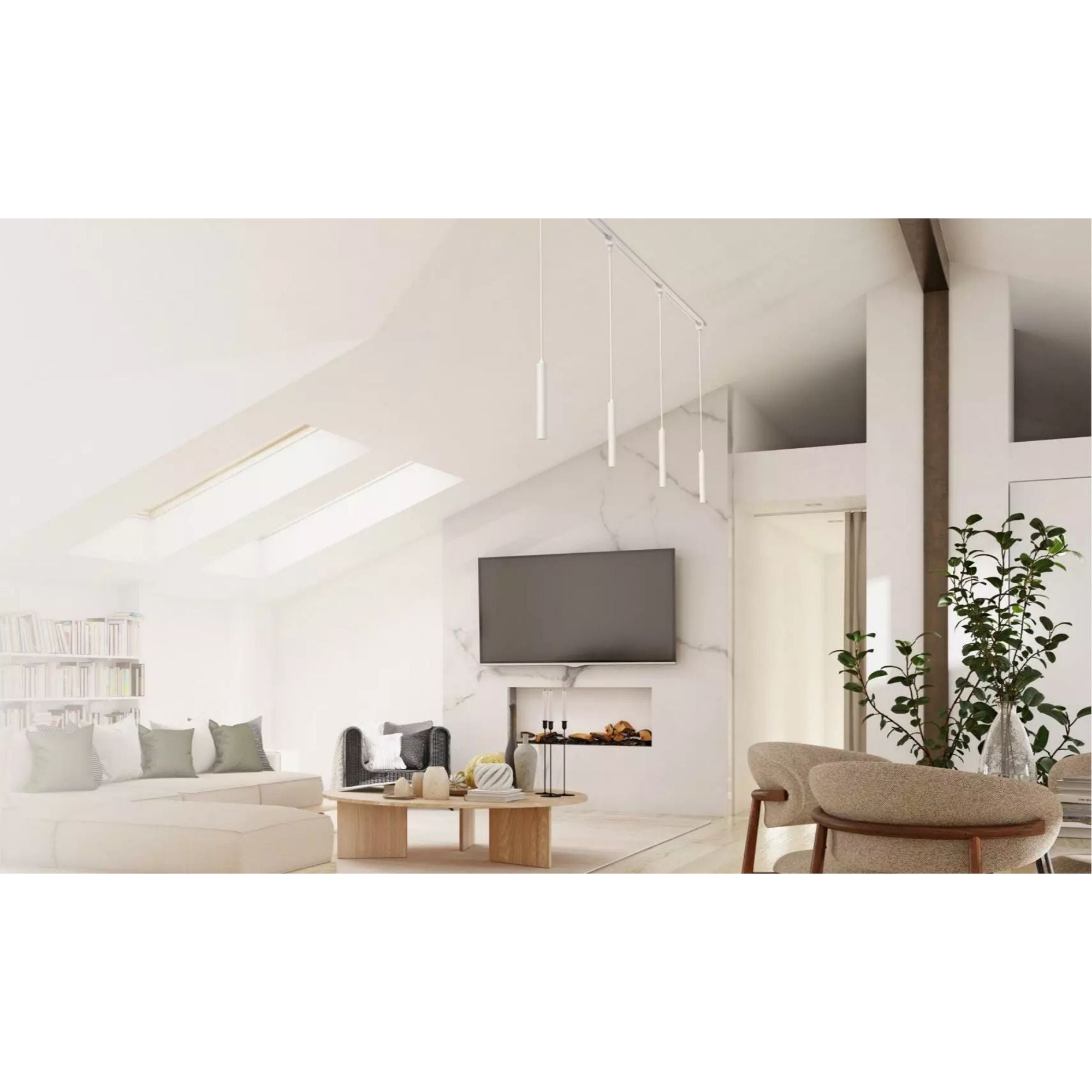 TKP Small Track Pendant Light, 8W, 525 Lumens, 3000K, Halo, 36°, White