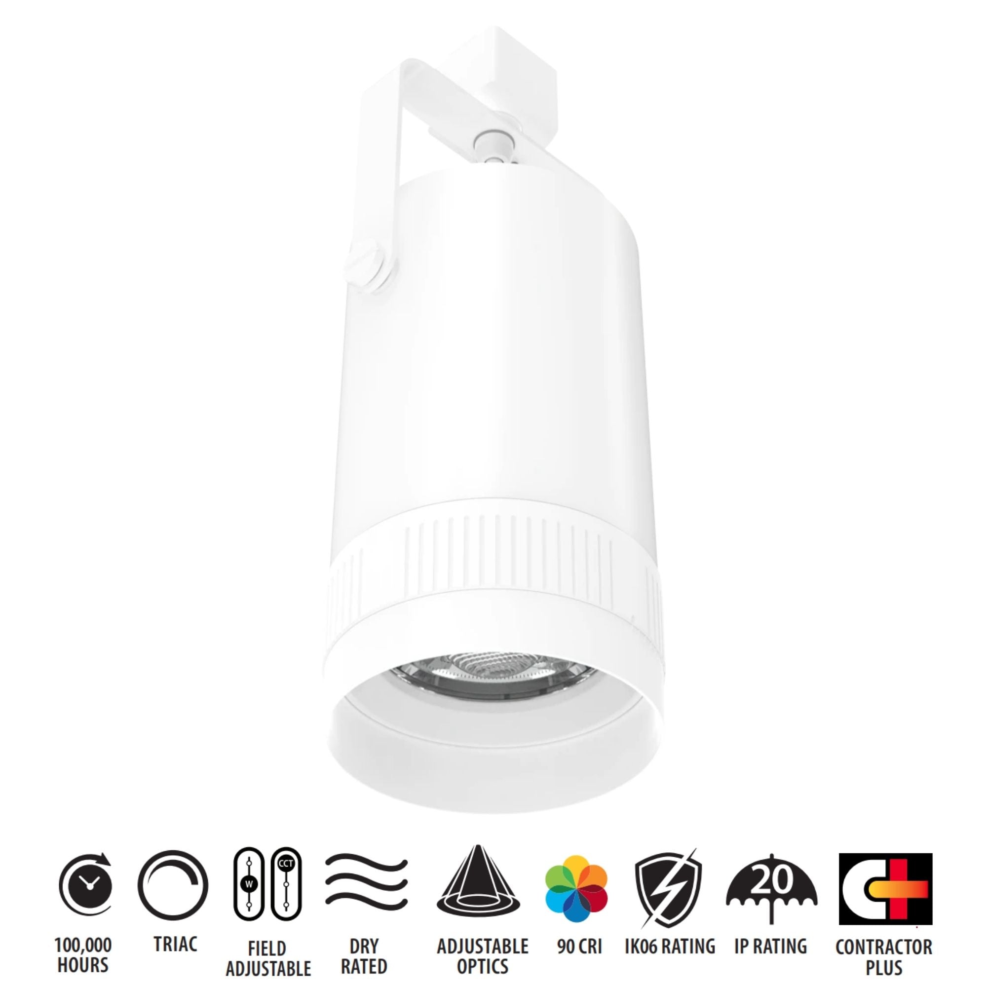 TRACK22 Large Track Head, 3100 Lumens, 5-CCT, Adjustable Optics 15° - 55°, White