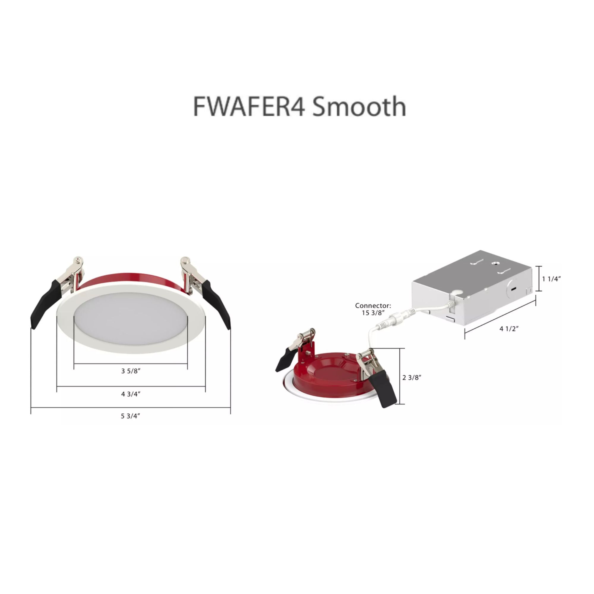 RAB Ultra Thin FWAFER4 4 in. Smooth Round Downlight 11W 991 Lumens Selectable CCT Fire Rated