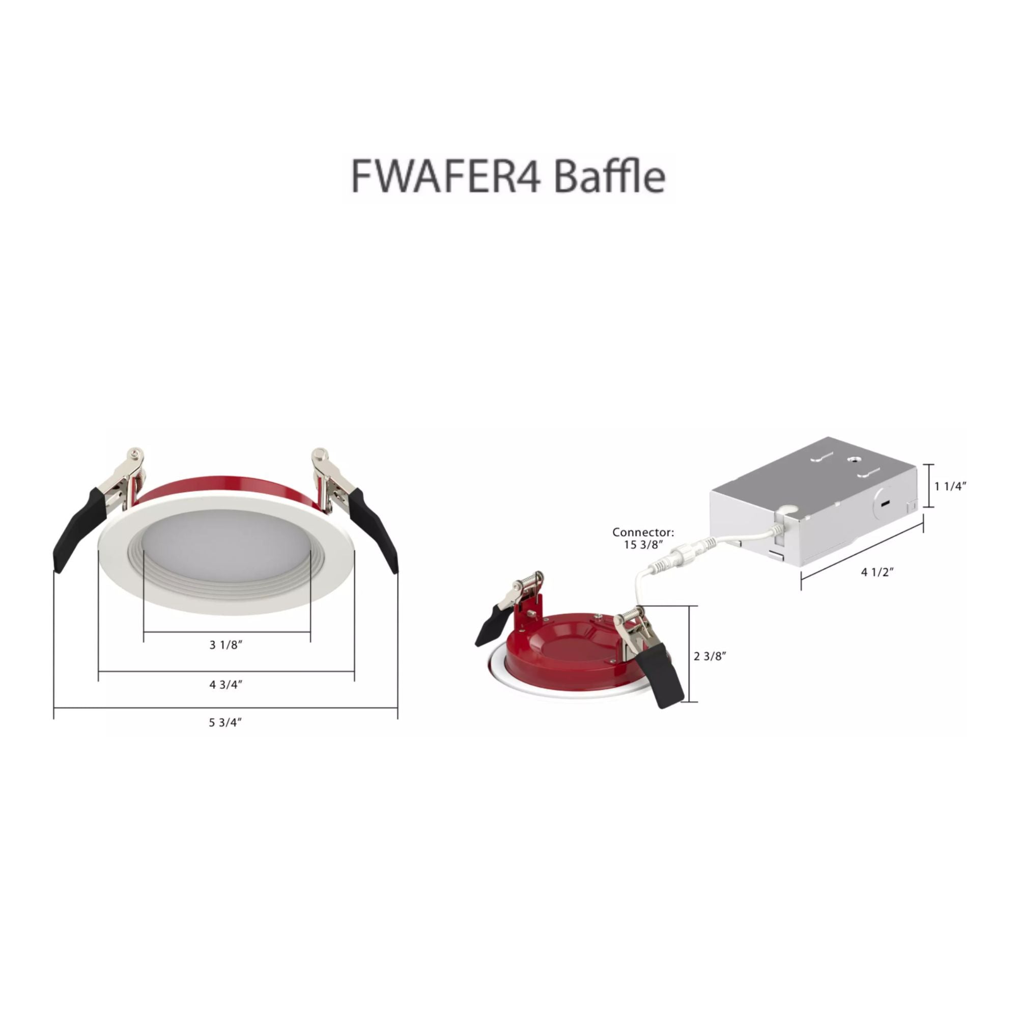 RAB FWAFER4B 4 in. Baffle Downlight 11W 991 Lumens Selectable CCT Fire Rated