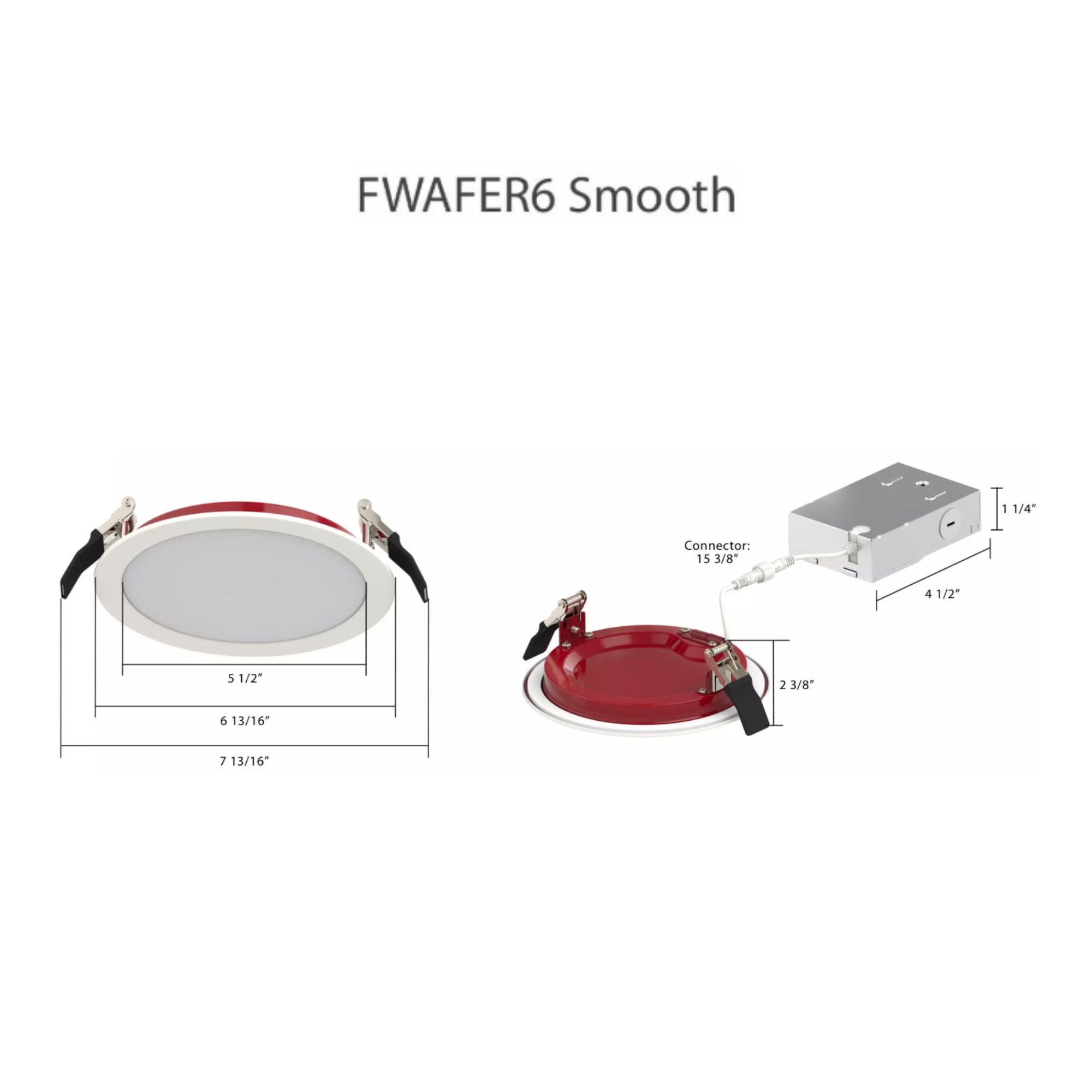 RAB Lighting - 6" Fire Rated Wafer LED Recessed Light, 1400 Lm, 5-CCT, Smooth Trim, 120V | Bees Lighting