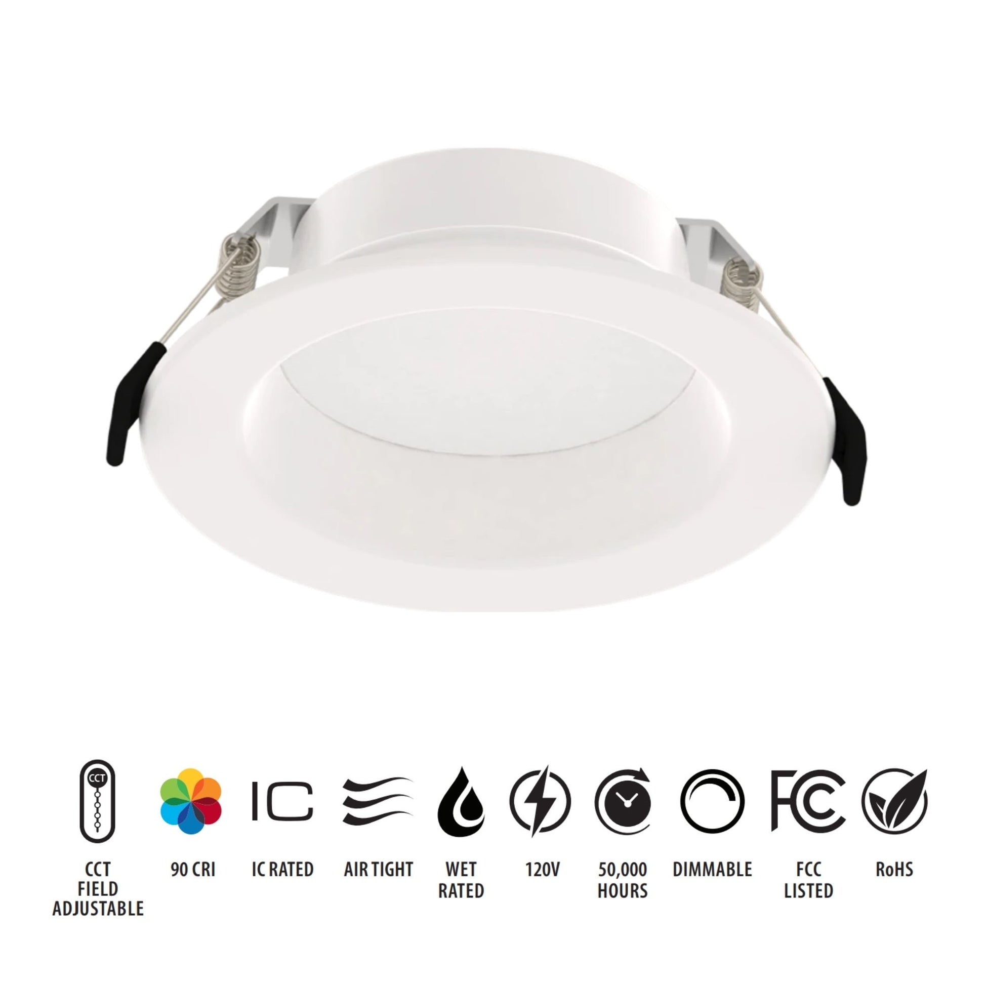 4" Wafer Recessed LED Downlight, 1200 Lm, 5-CCT, Deep Regress Smooth Trim - Bees Lighting