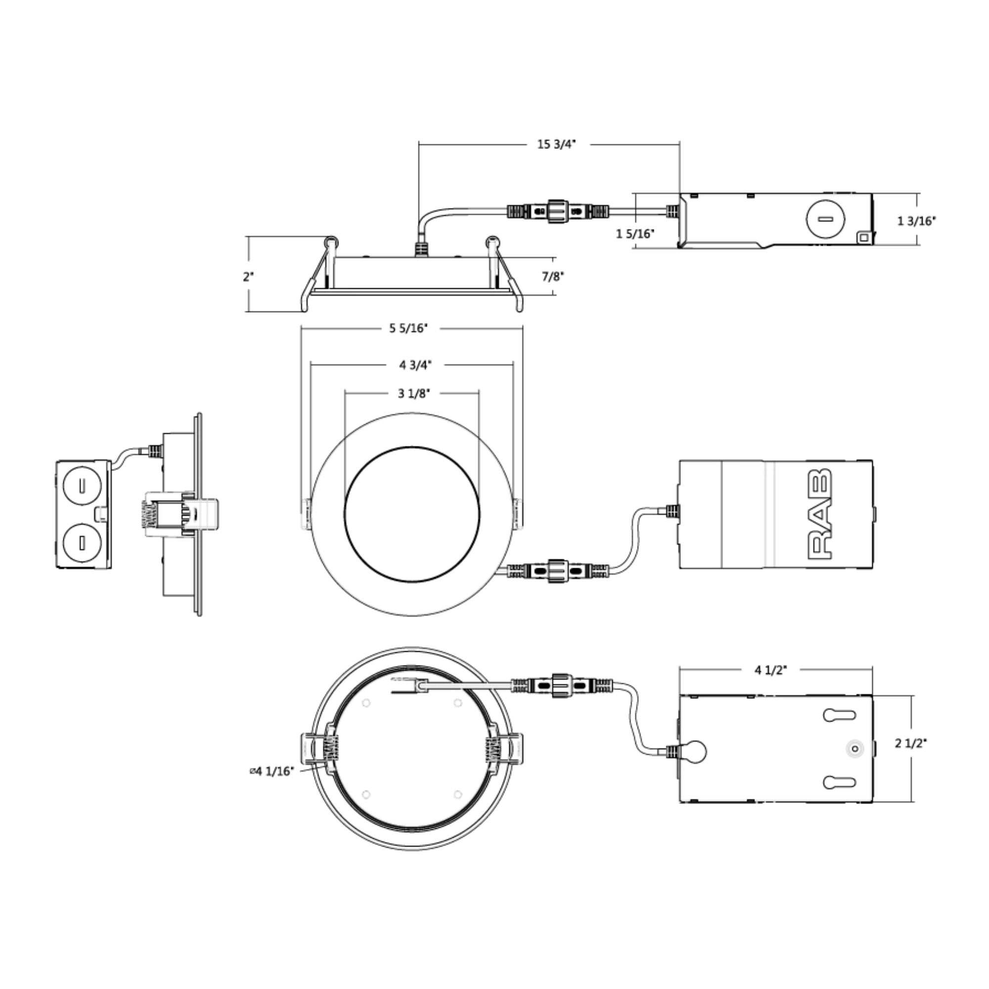 4" Back-Lit Wafer Downlight, 650 Lm, CCT-Selectable, White Smooth Trim