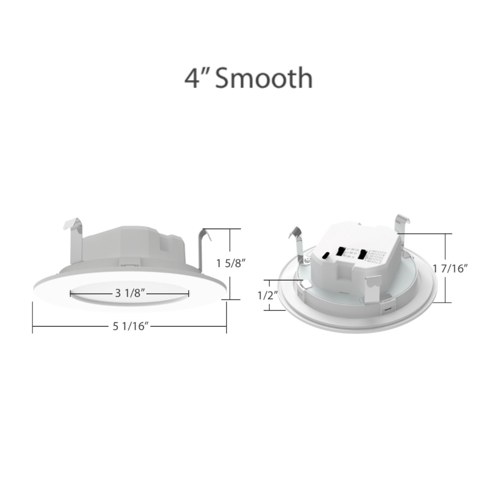 RAB Lighting - 4'' Wafer Retrofit LED Can Light, 835 Lm, 5-CCT, White Smooth Trim | Bees Lighting