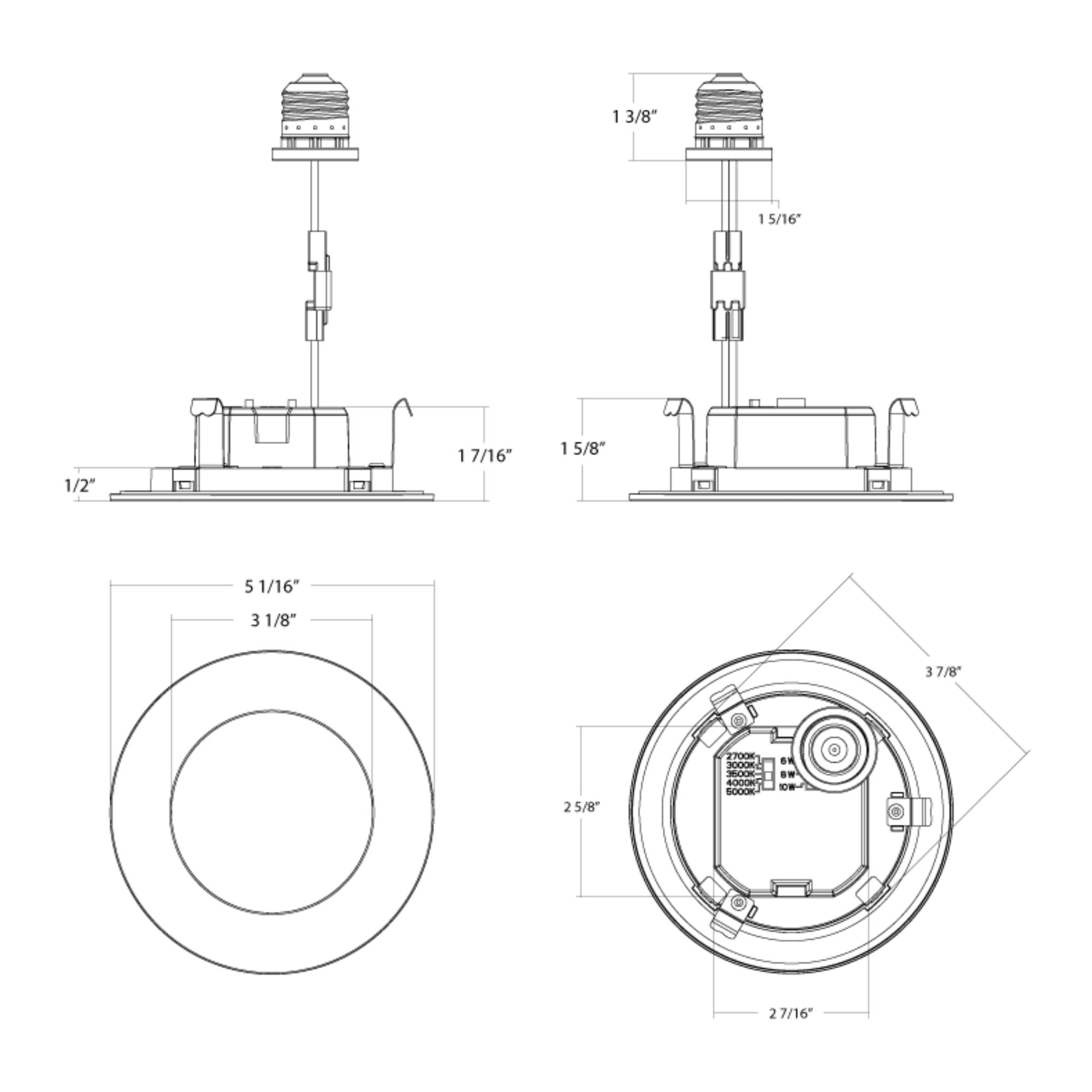 RAB Lighting - 4'' Wafer Retrofit LED Can Light, 835 Lm, 5-CCT, White Smooth Trim | Bees Lighting