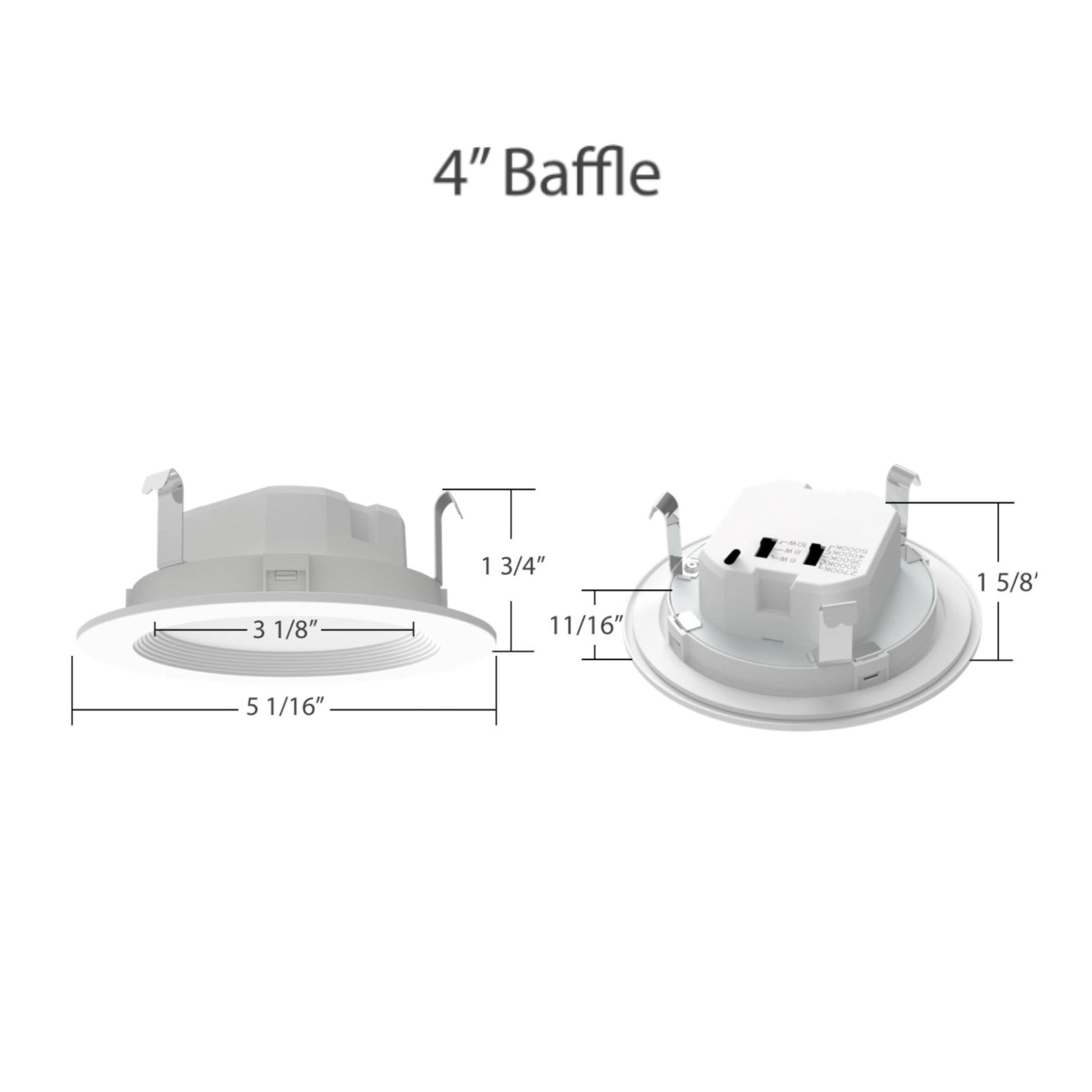 RAB Lighting - 4'' Wafer Retrofit LED Can Light, 835 Lm, 5-CCT, White Baffle Trim | Bees Lighting
