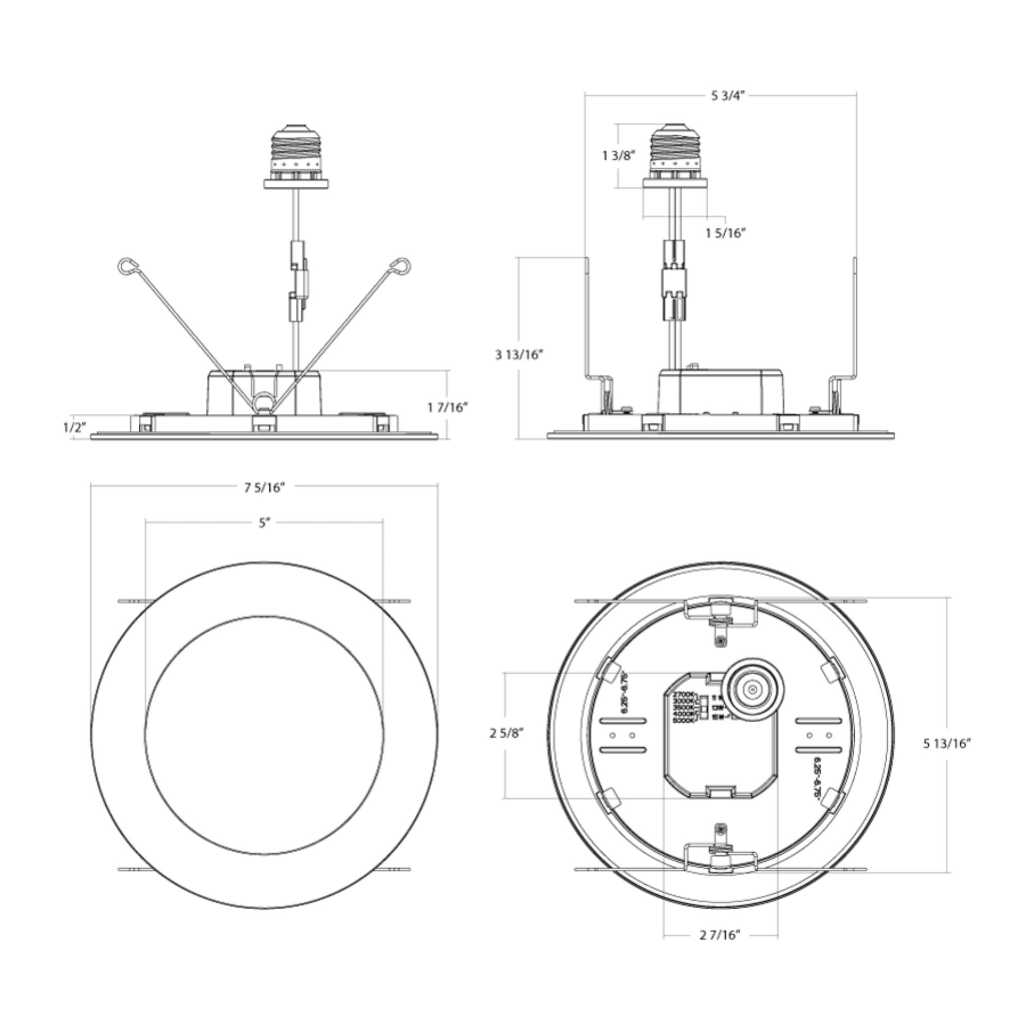 RAB Lighting - 5/6'' Wafer Retrofit LED Can Light, 1300 Lm, 5-CCT, White Smooth Trim | Bees Lighting