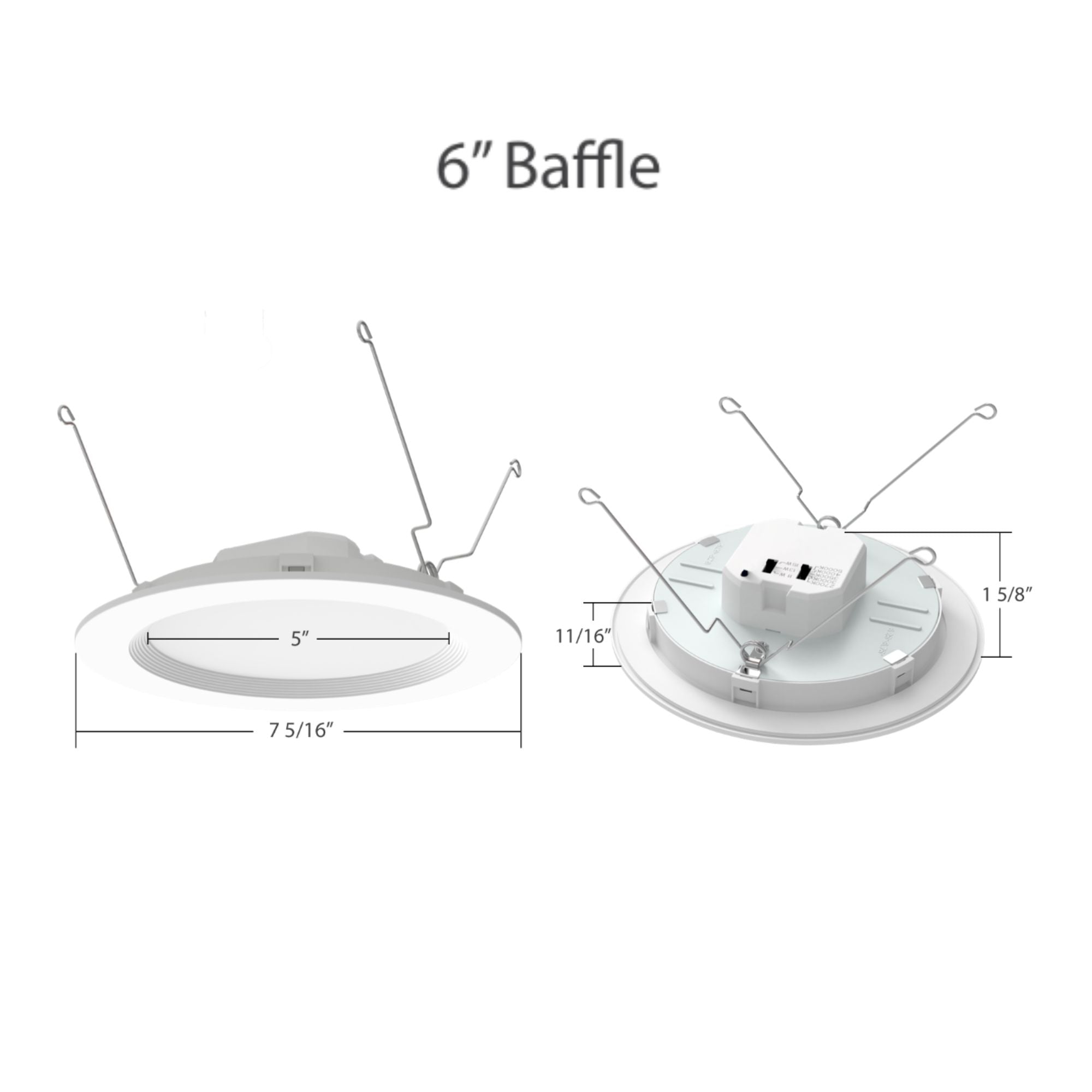 RAB Lighting - 5/6'' Wafer Retrofit LED Can Light, 1300 Lm, 5-CCT, White Baffle Trim | Bees Lighting