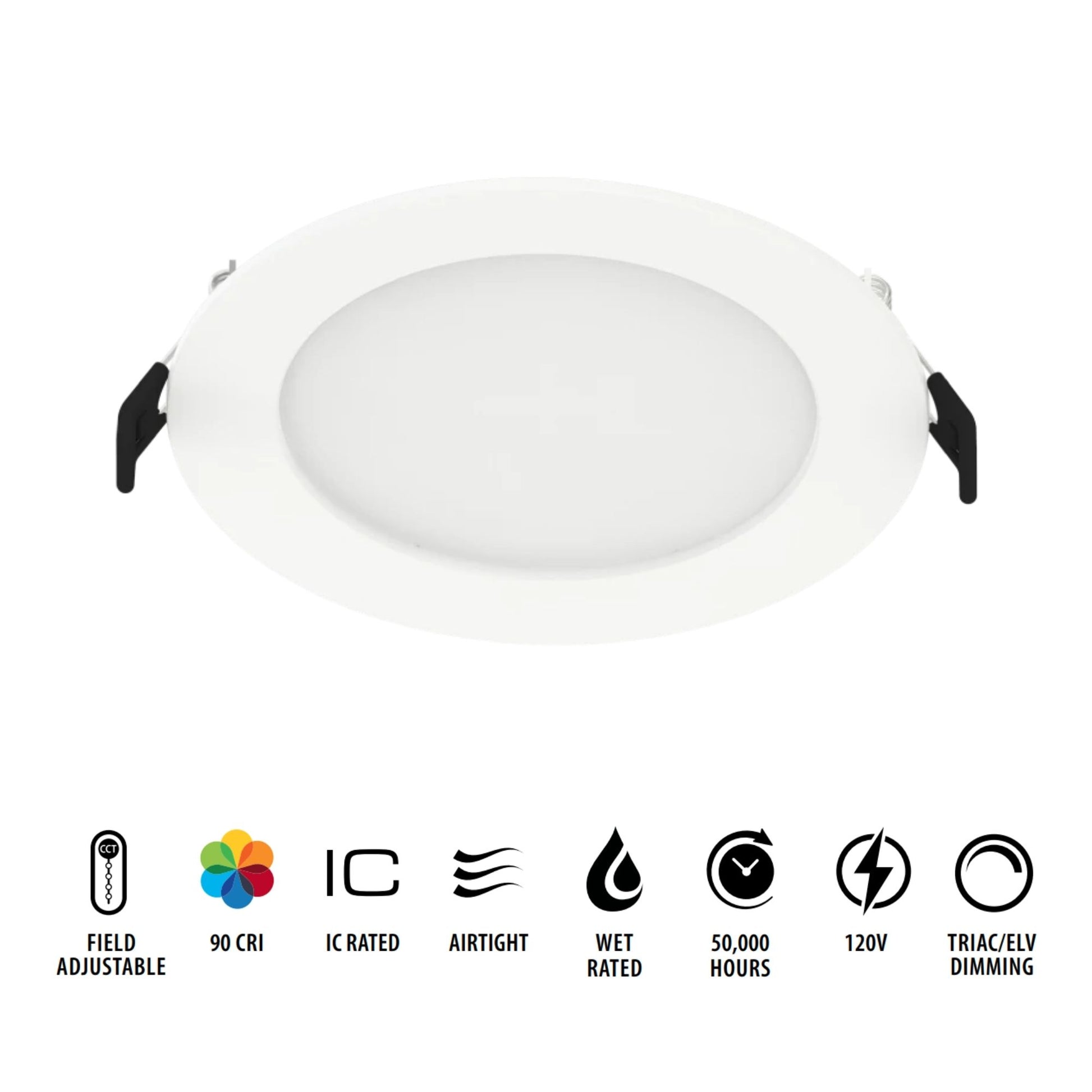4" Wafer LED Downlight, 1000 Lm, 5-CCT, White Smooth Trim - Bees Lighting