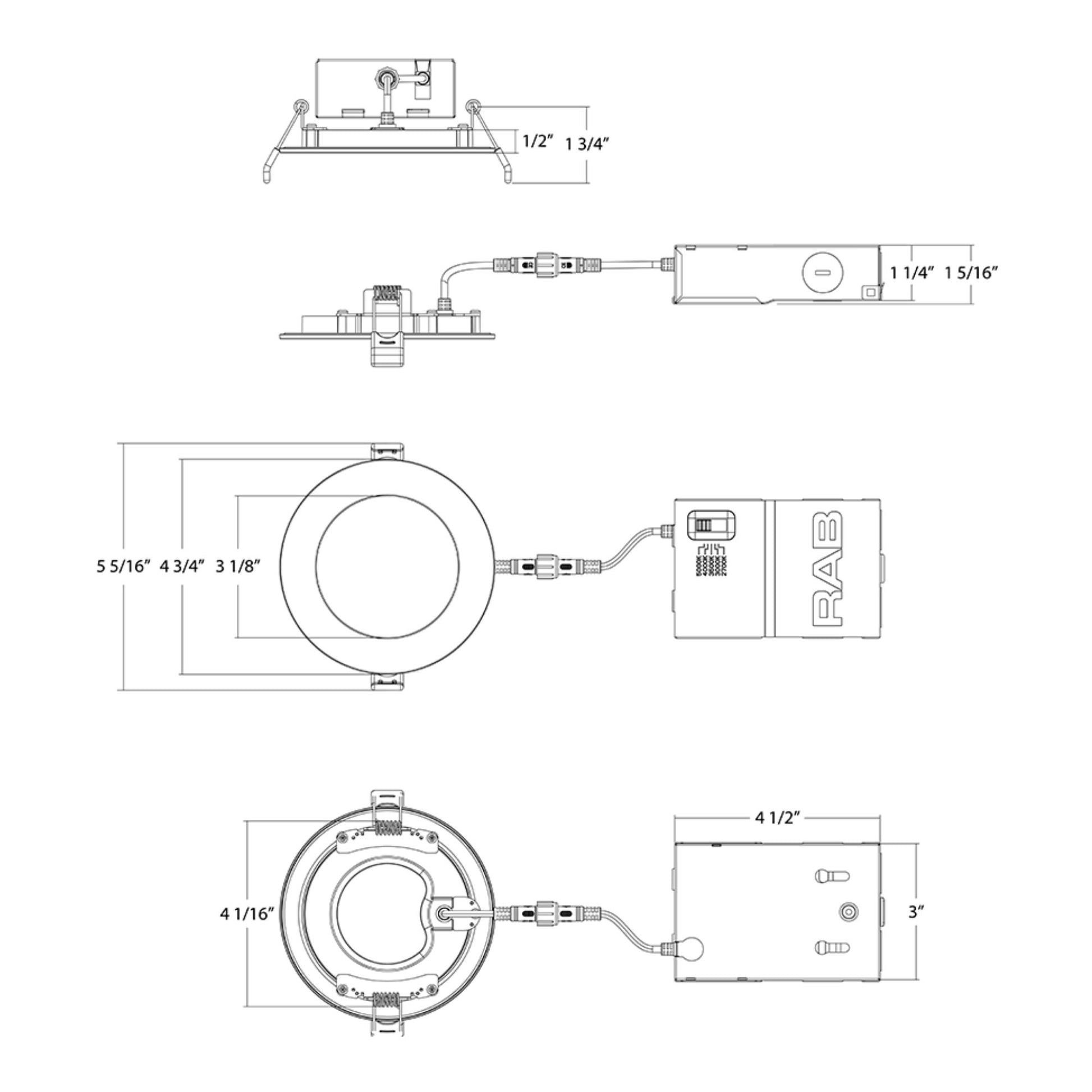 4" Wafer LED Downlight, 800 Lm, 5-CCT, Black Smooth Trim - Bees Lighting