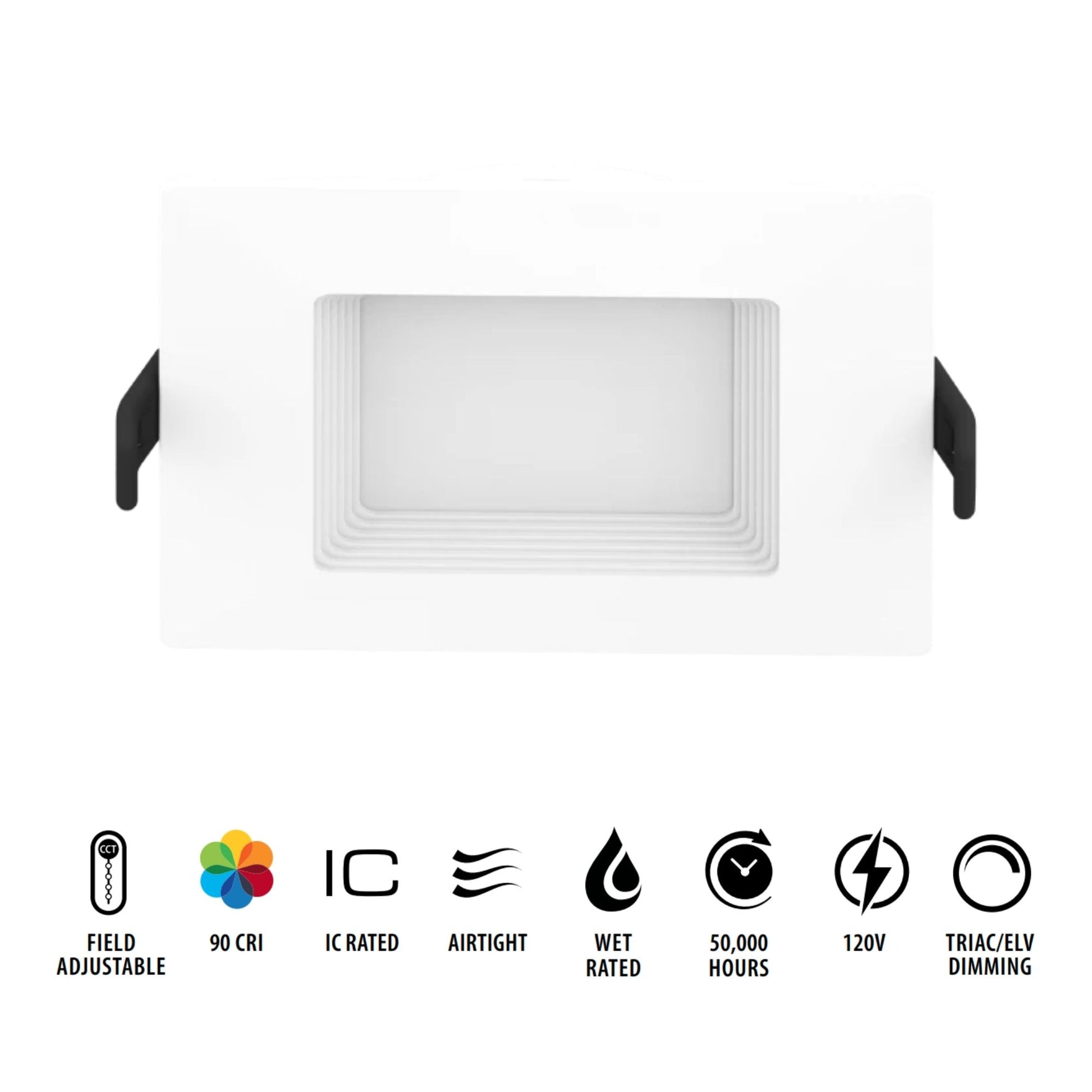 4" Square Wafer LED Downlight, 750 Lm, White Baffle Trim - Bees Lighting