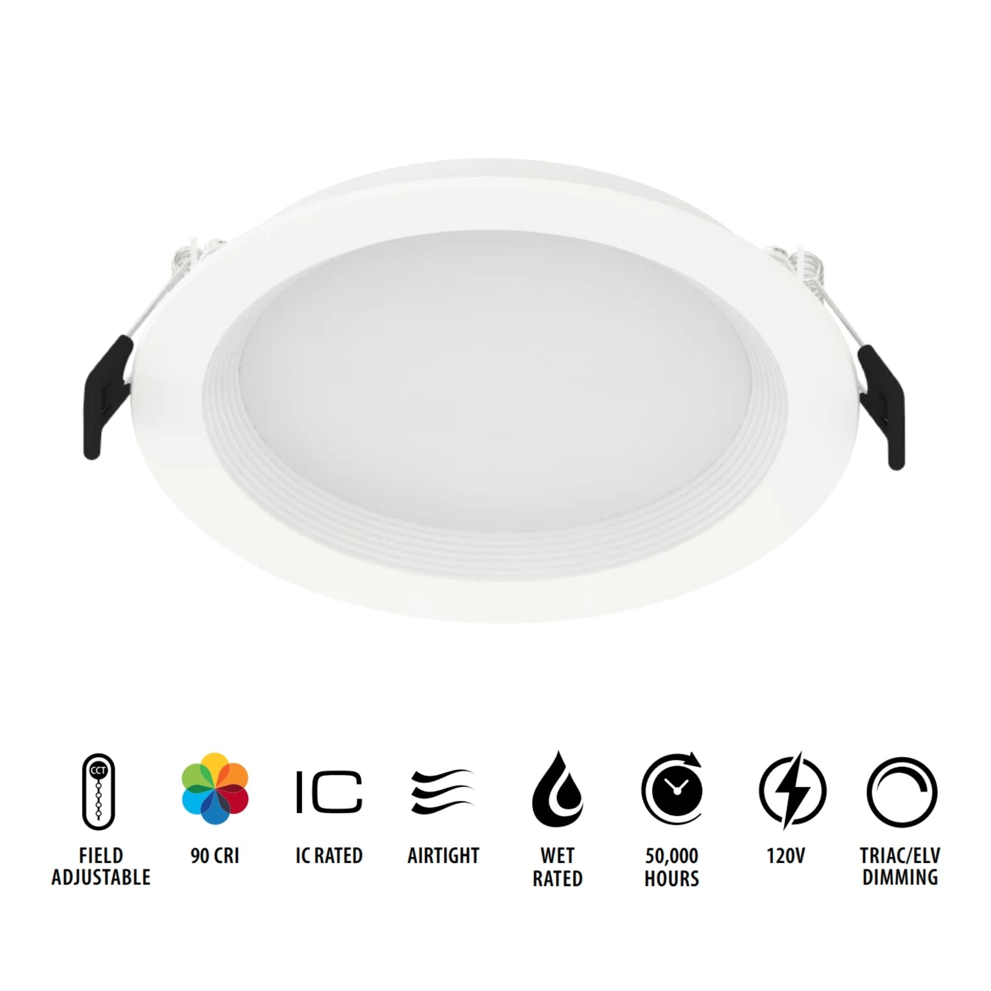 5" Wafer LED Downlight, 1100 Lm, 5-CCT, White Baffle Trim