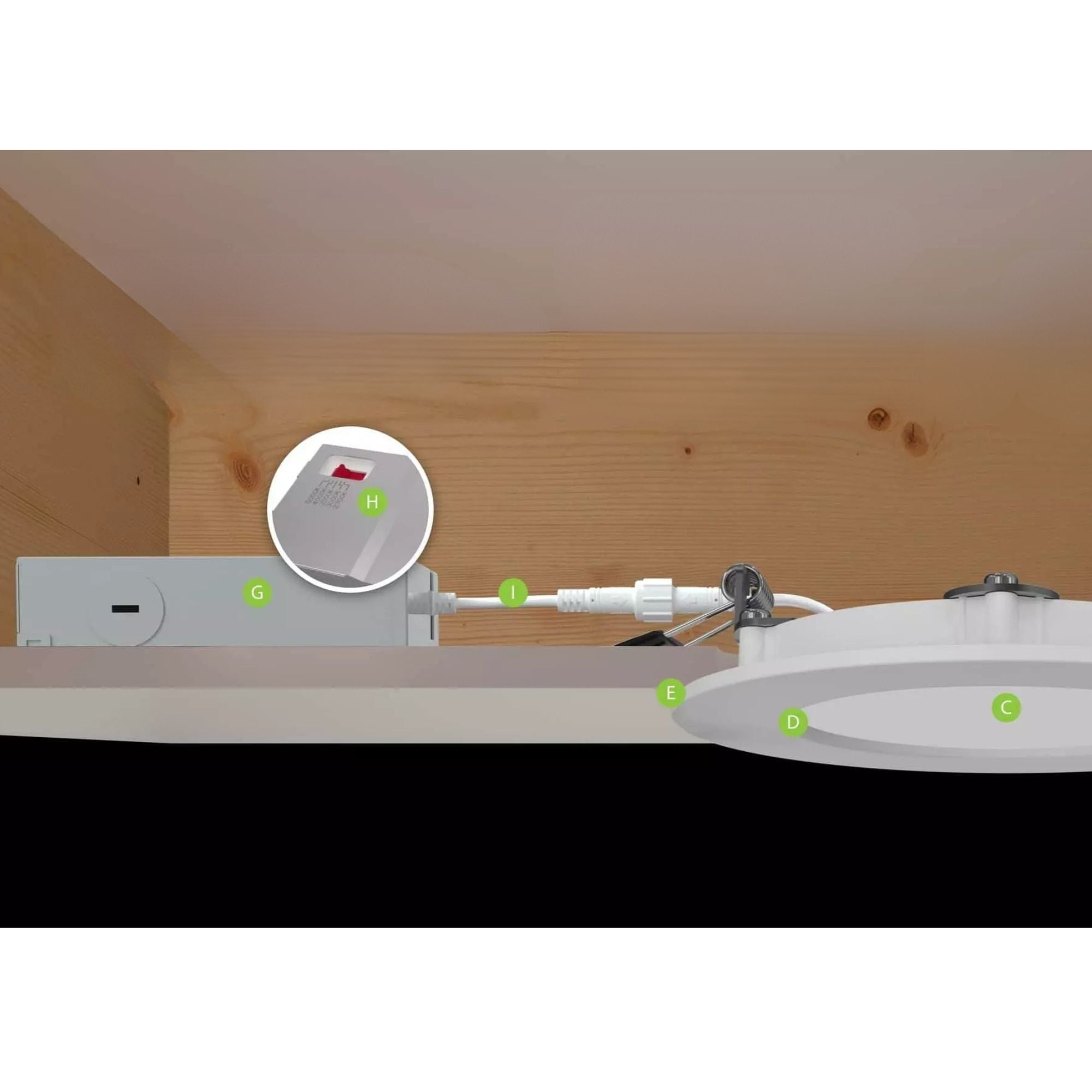 RAB WFRL6R139FADWB - 6" Wafer Commercial LED Downlight, 13W, 1300 Lumens, Selectable 2700K-5000K CCT, 120-277V, White Baffle Trim