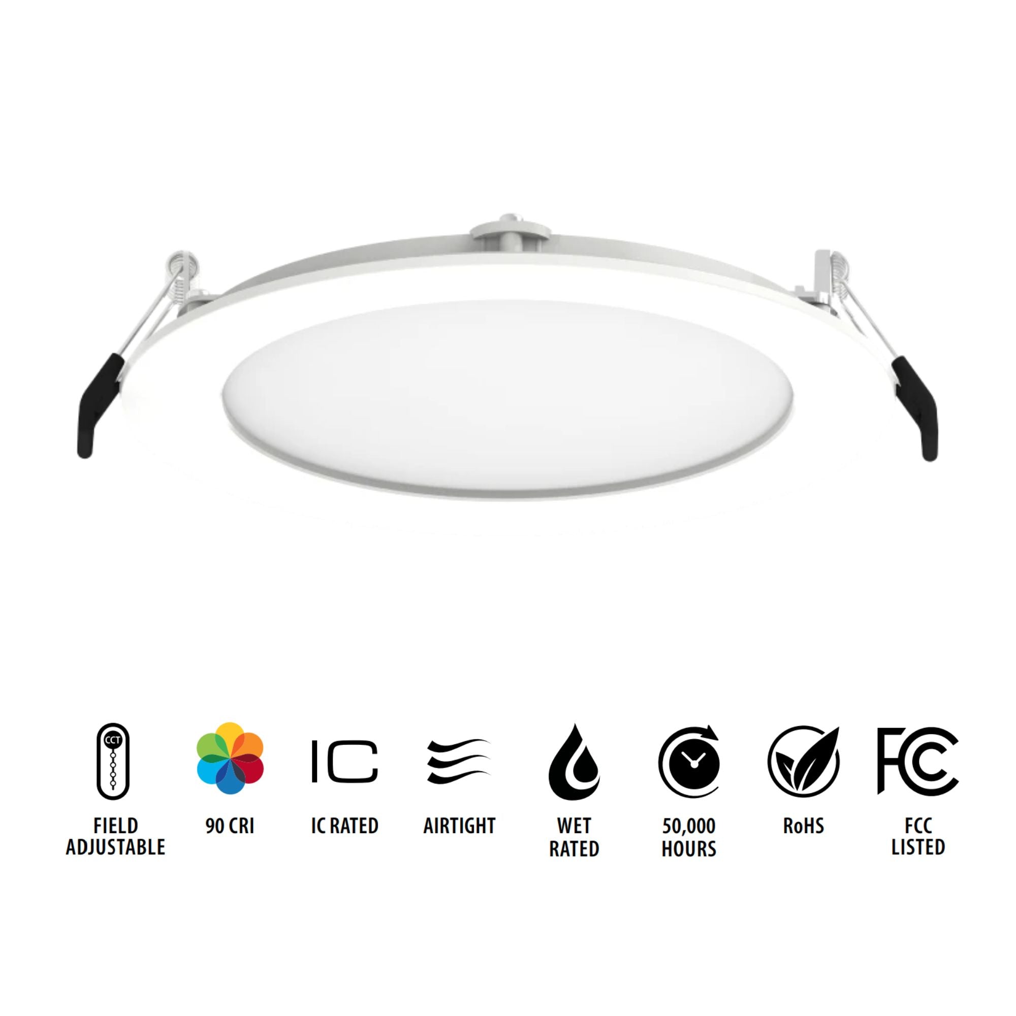 6" Wafer Commercial Downlight, 1300 Lm, 5-CCT, 120-277V, White Smooth Trim