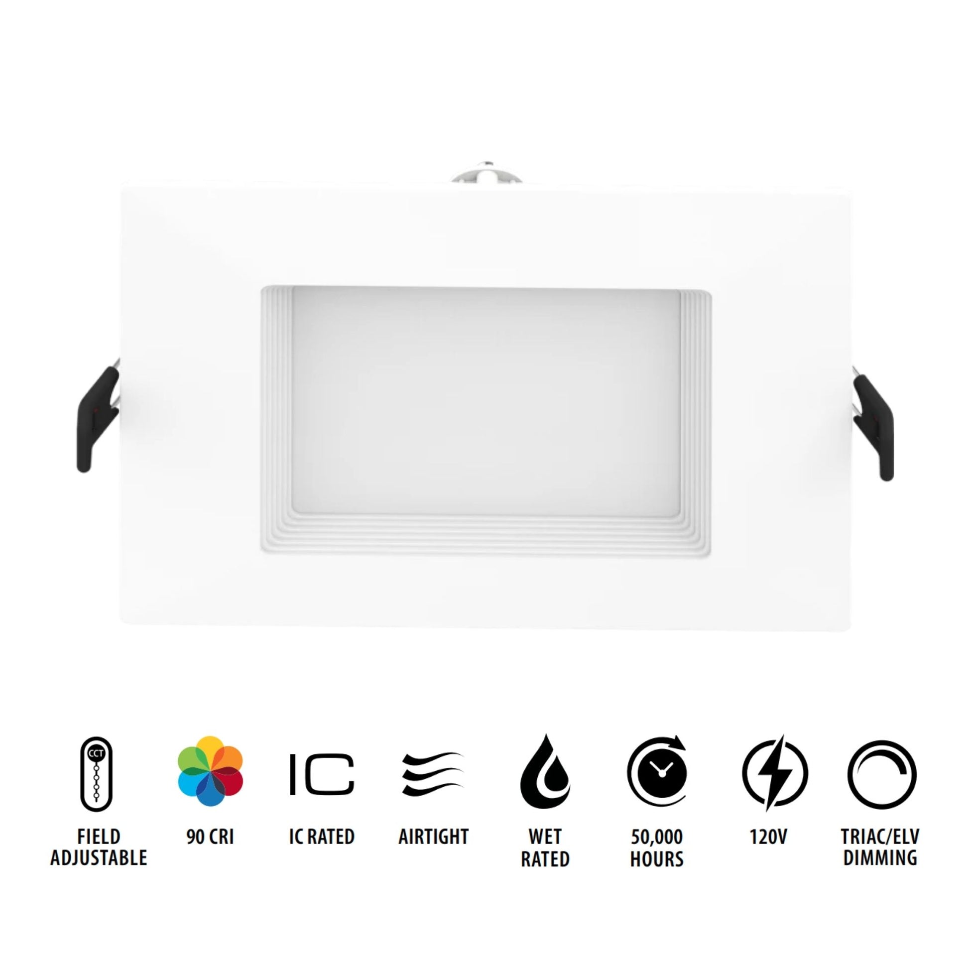 6" Square Wafer LED Downlight, 1100 Lm, White Baffle Trim - Bees Lighting
