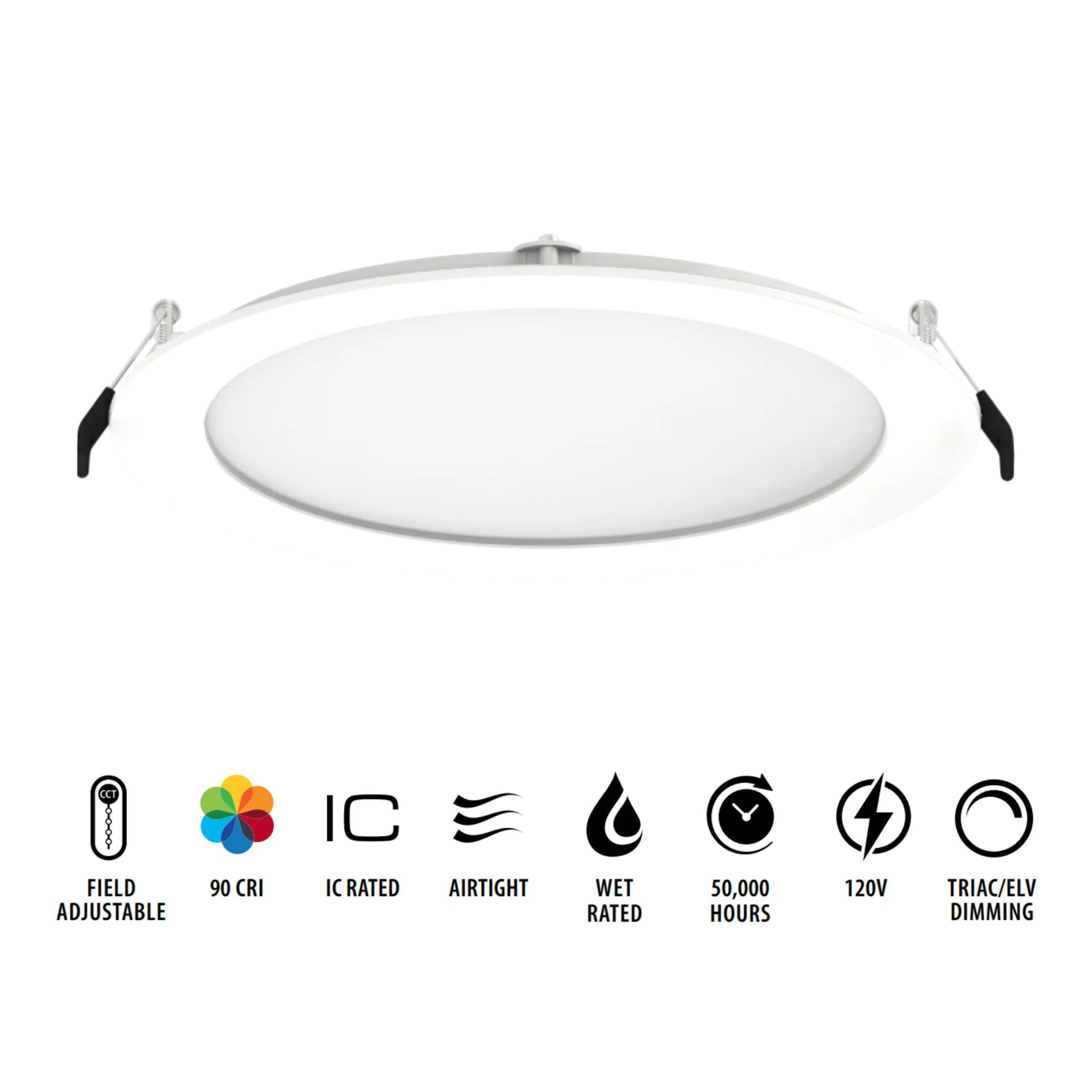 8" Wafer LED Downlight, 2100 Lm, 5-CCT, White Smooth Trim - Bees Lighting