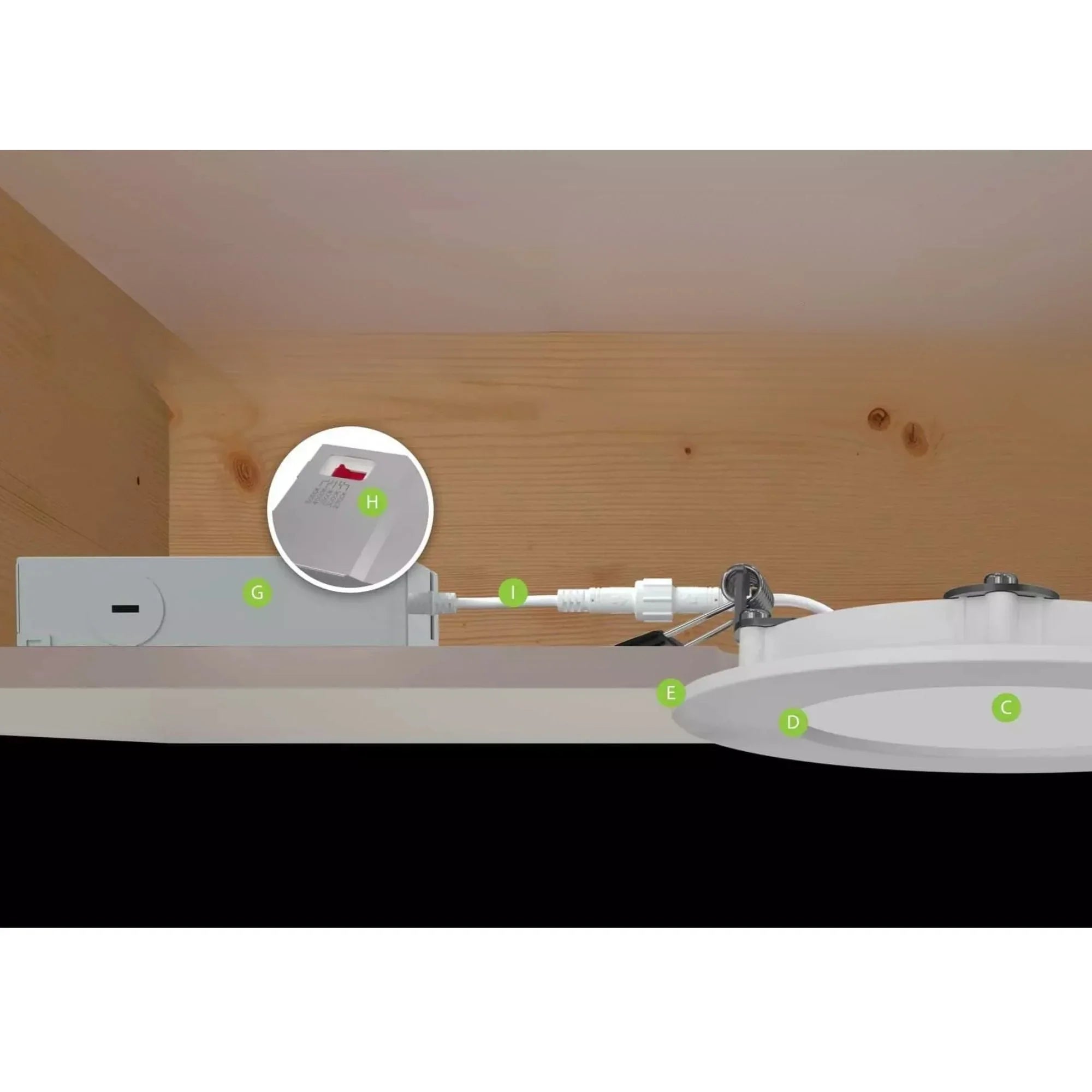RAB WFRL8R239FADWS - 8" Wafer Commercial LED Downlight, 23W, 2100 Lumens, Selectable 2700K-5000K CCT, 120-277V, White Smooth Trim