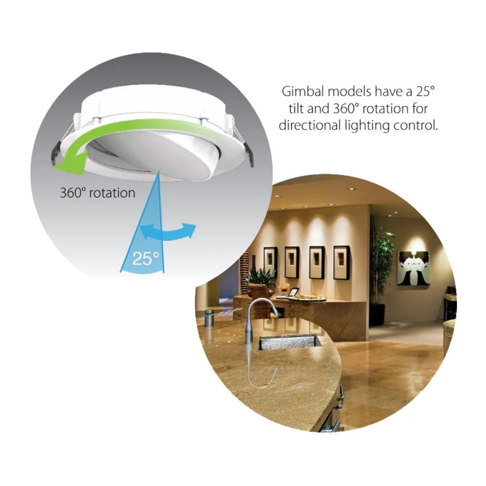 RAB Lighting - 4" Back-Lit Wafer Gimbal Downlight, 700 Lumens, 5-CCT, White Trim | Bees Lighting