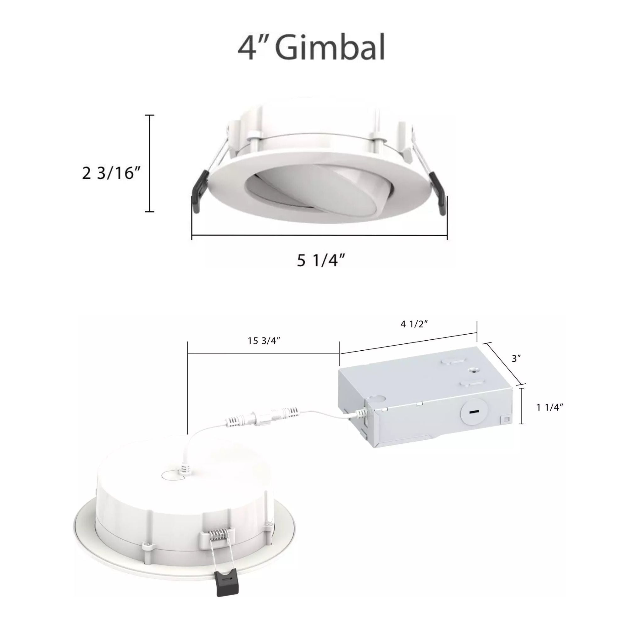 Back-Lit 4" Wafer Gimbal LED Downlight - 700 Lumens, 5-CCT, 30° Tilt