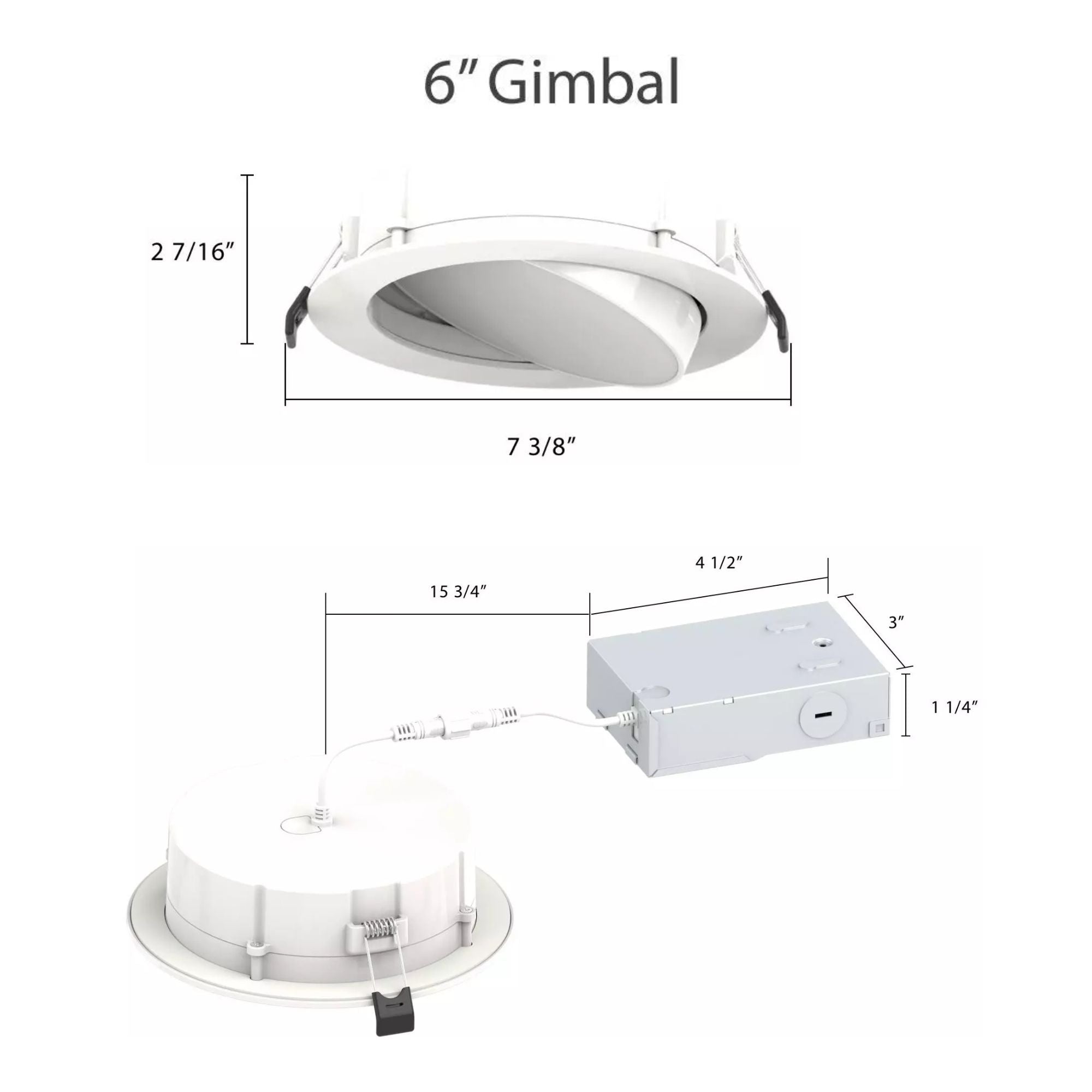 Back-Lit 6" Wafer Gimbal LED Downlight - 1100 Lumens, 5-CCT, 30° Tilt