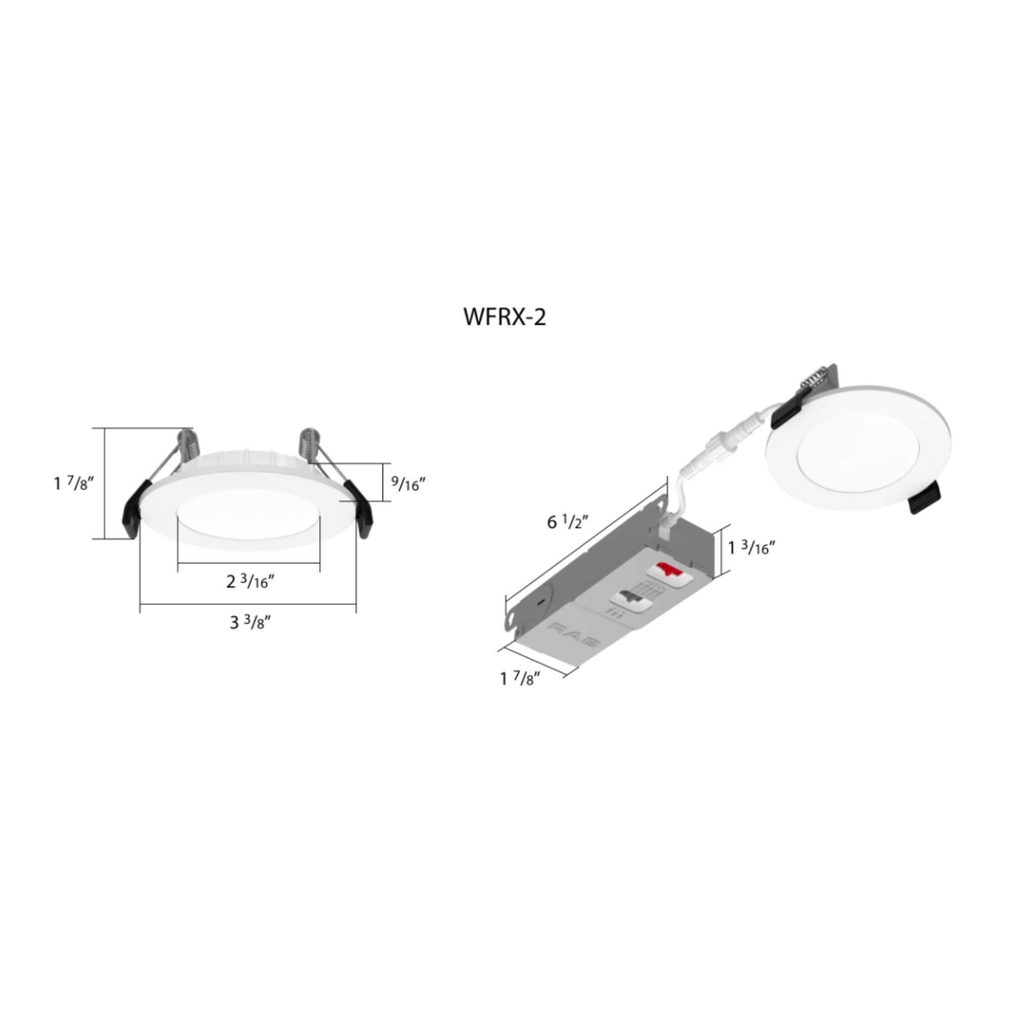 RAB Lighting - 2" Edge-Lit Wafer LED Downlight, 10W, 900Lm, 5-CCT, 120V, Smooth Trim | Bees Lighting
