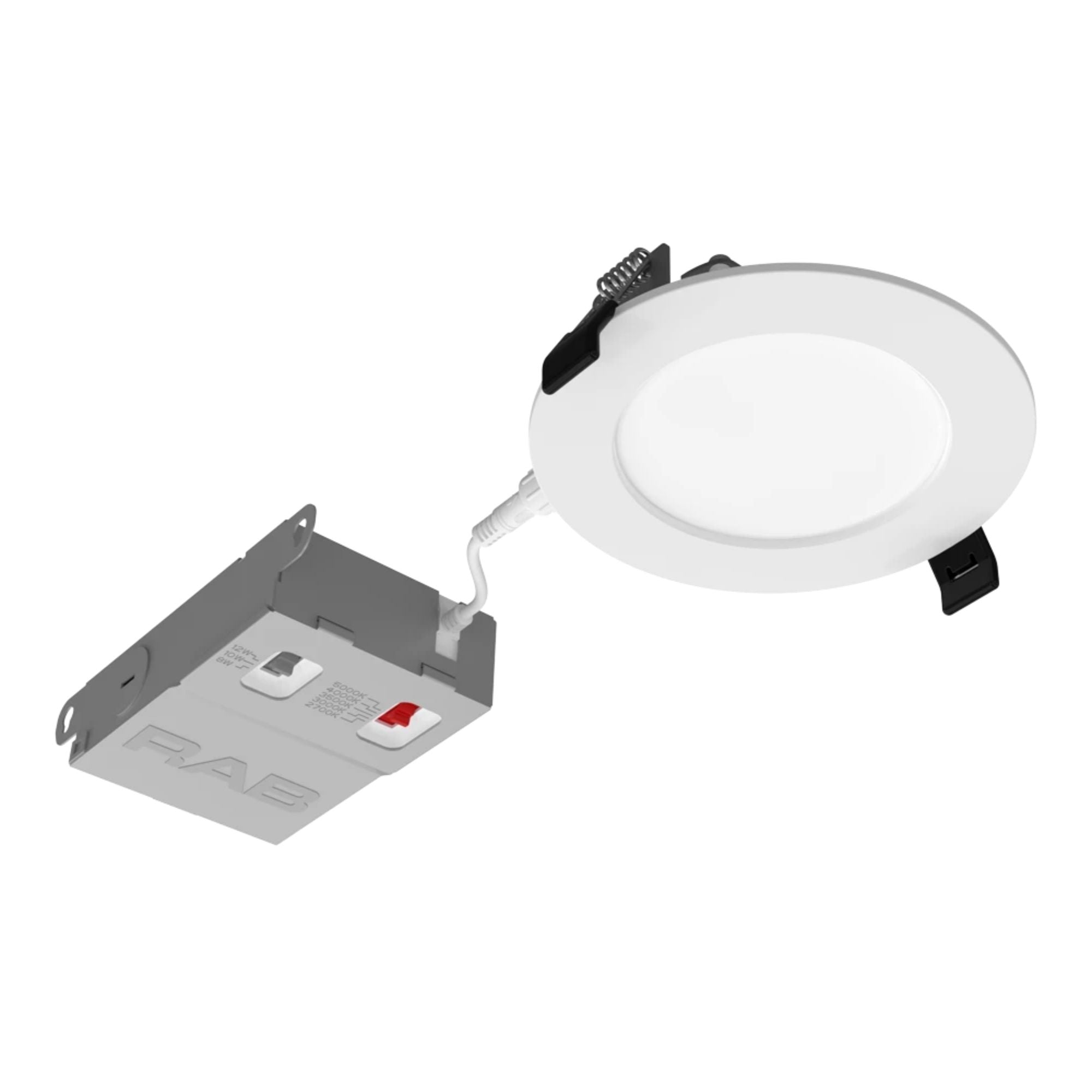 RAB Lighting - 4" Edge-Lit Wafer LED Downlight, 12W, 1100Lm, 5-CCT, 120-277V, Smooth Trim | Bees Lighting