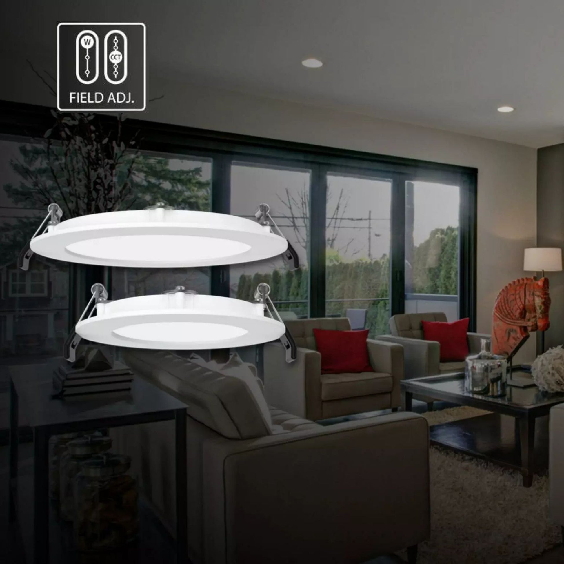 RAB Lighting - 6" Edge-Lit Wafer LED Downlight, 15W, 1500Lm, 5-CCT, 120-277V, Baffle Trim | Bees Lighting