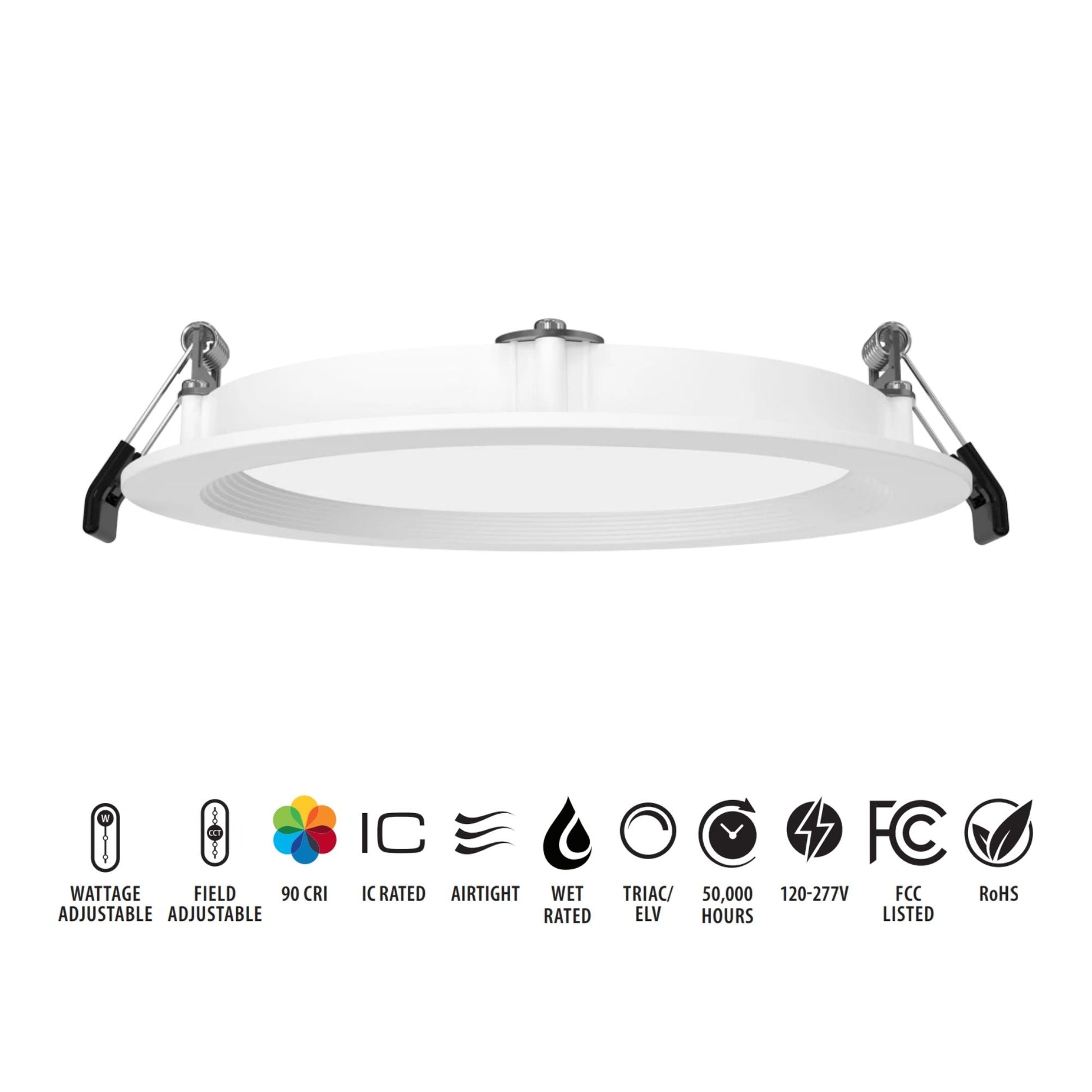 RAB Lighting - 6" Edge-Lit Wafer LED Downlight, 15W, 1500Lm, 5-CCT, 120-277V, Baffle Trim | Bees Lighting