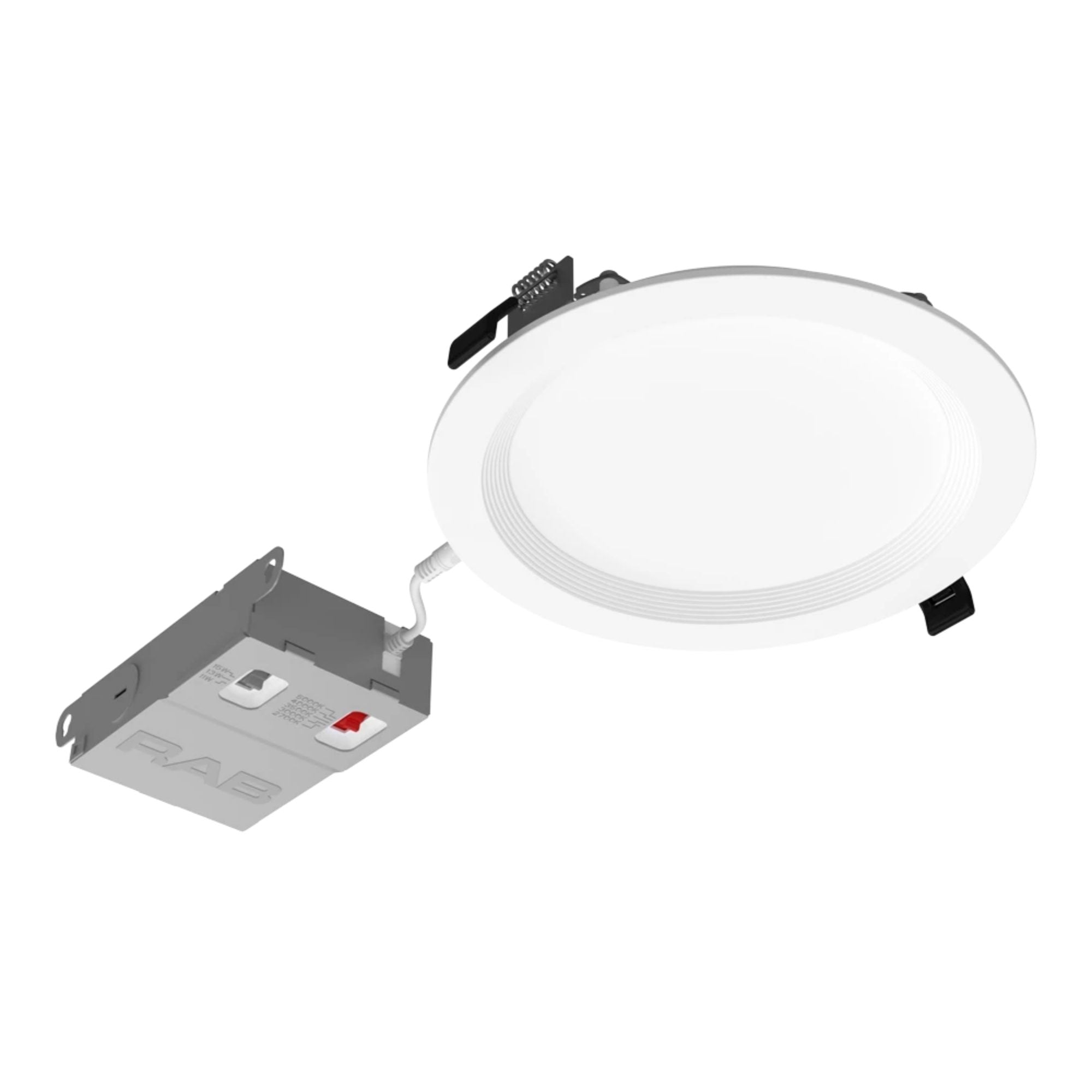 RAB Lighting - 6" Edge-Lit Wafer LED Downlight, 15W, 1500Lm, 5-CCT, 120-277V, Baffle Trim | Bees Lighting