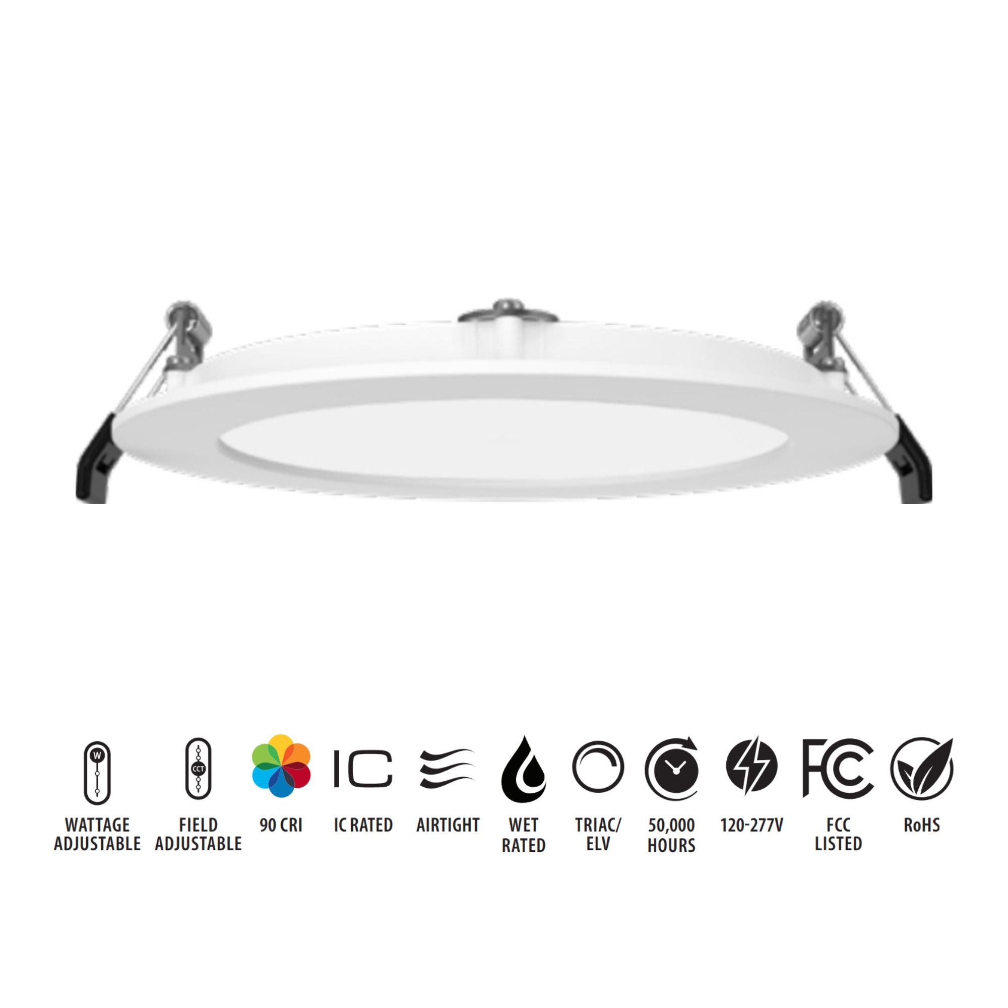 4" Edge-Lit Wafer LED Downlight, 11W|13W|15W, 5-CCT, 120-277V, Smooth Trim