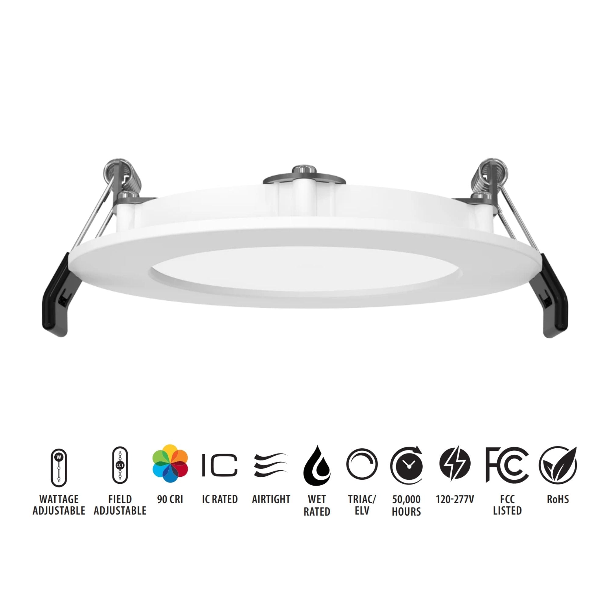 RAB Lighting - 6" Edge-Lit Wafer LED Downlight, 15W, 1500Lm, 5-CCT, 120-277V, Smooth Trim | Bees Lighting