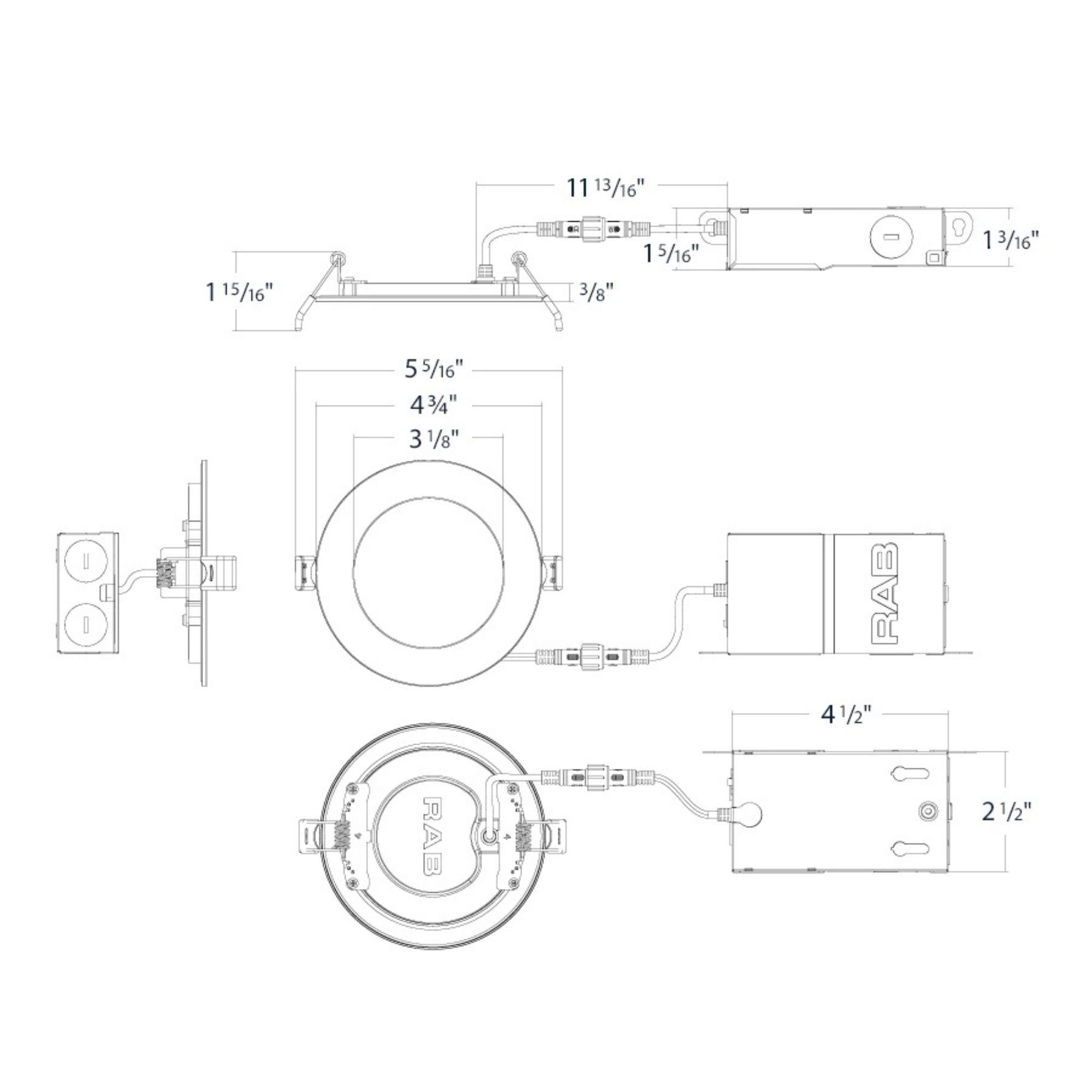 RAB WFR34-4/BP 4 in. Smooth Round Downlight 9W Selectable CCT 12-Pack