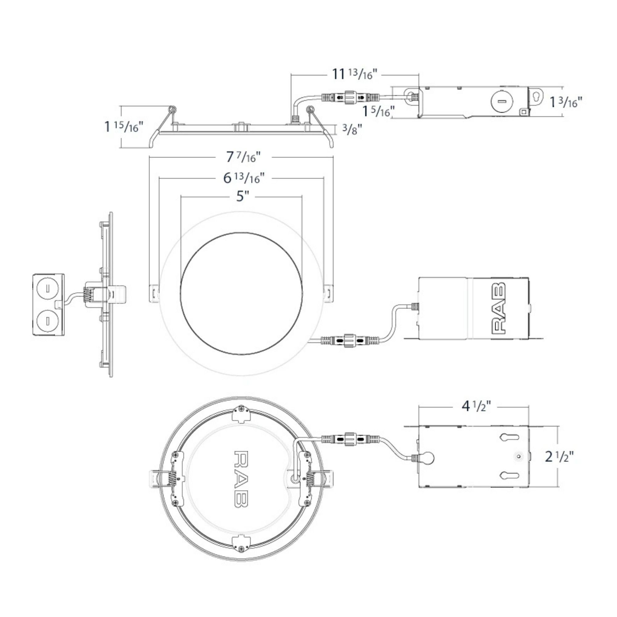 RAB WFR34-6/BP 6 in. Smooth Round Downlight 13W Selectable CCT 12-Pack