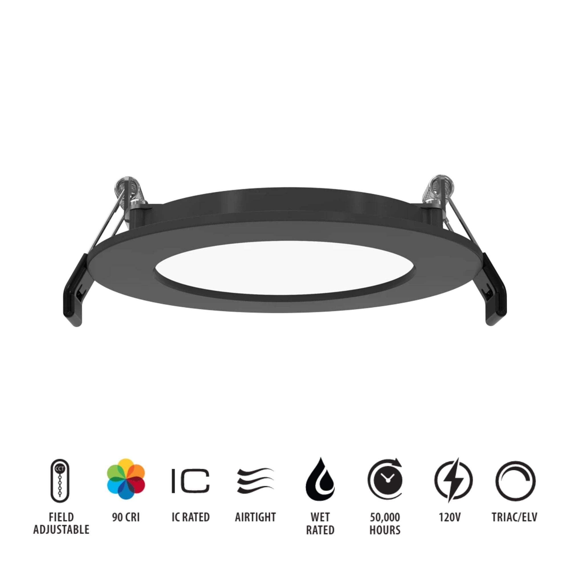 RAB WFRL4R99FA120BRZS 4 in. Ultra Thin Round Smooth Downlight 9W 750 Lumens Selectable CCT, Bronze