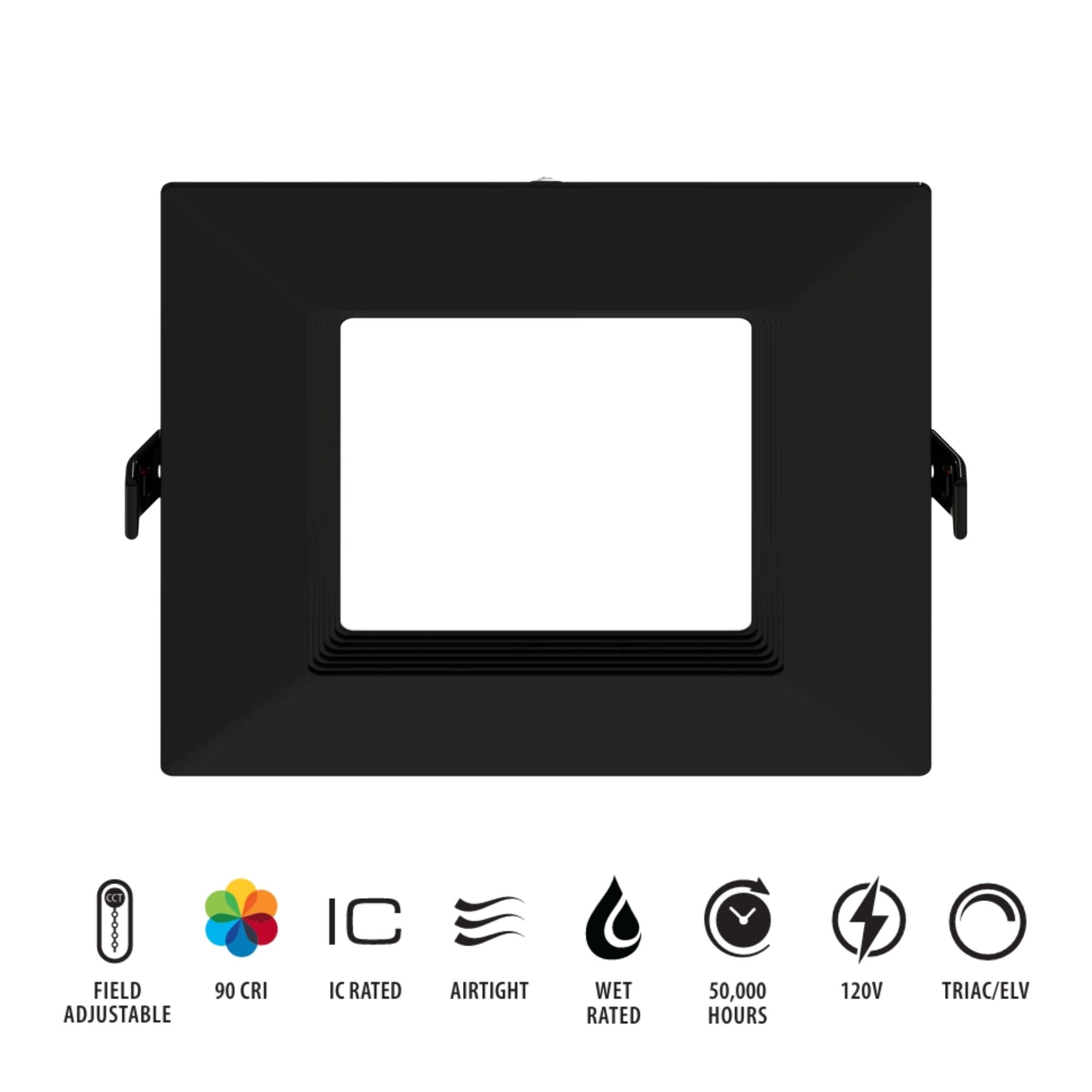 RAB WFRL4S99FA120BB 4 in. Square Baffle Downlight 9W 750 Lumens Selectable CCT, Black