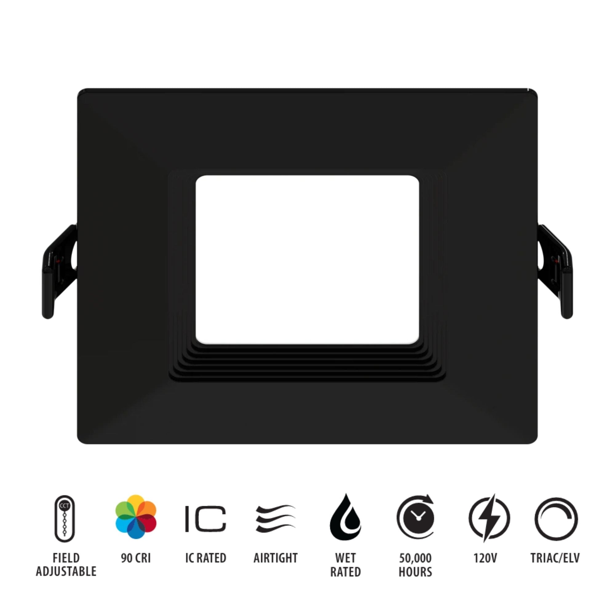 RAB WFRL6S139FA120BB 6 in. Square Baffle Downlight 13W 1100 Lumens Selectable CCT, Black