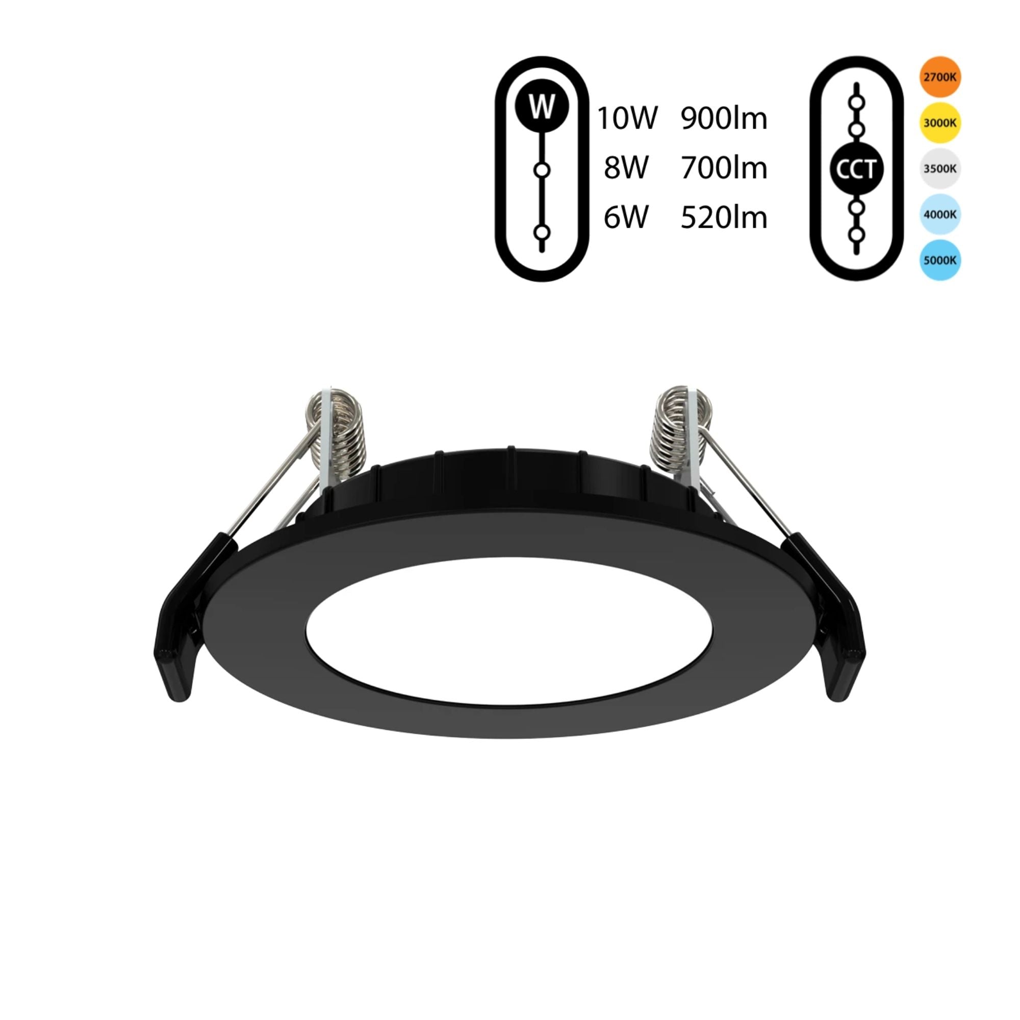 RAB WFRX-2-K 2 in. Ultra Thin Smooth Downlight 10W 900 Lumens Selectable CCT, Black
