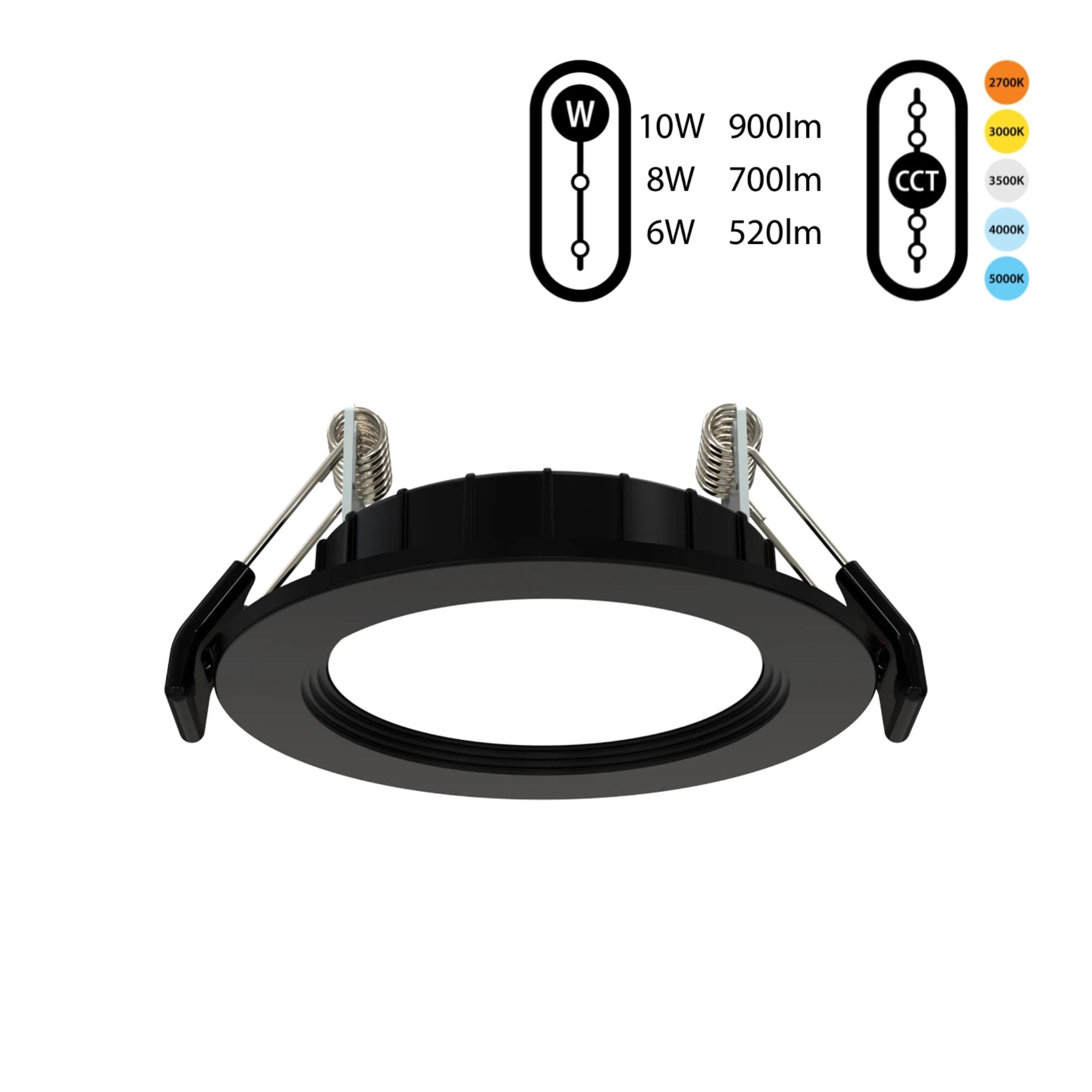RAB WFRX-2B-K 2 in. Round Baffle Canless Downlight 10W 900 Lumens Selectable CCT, Black