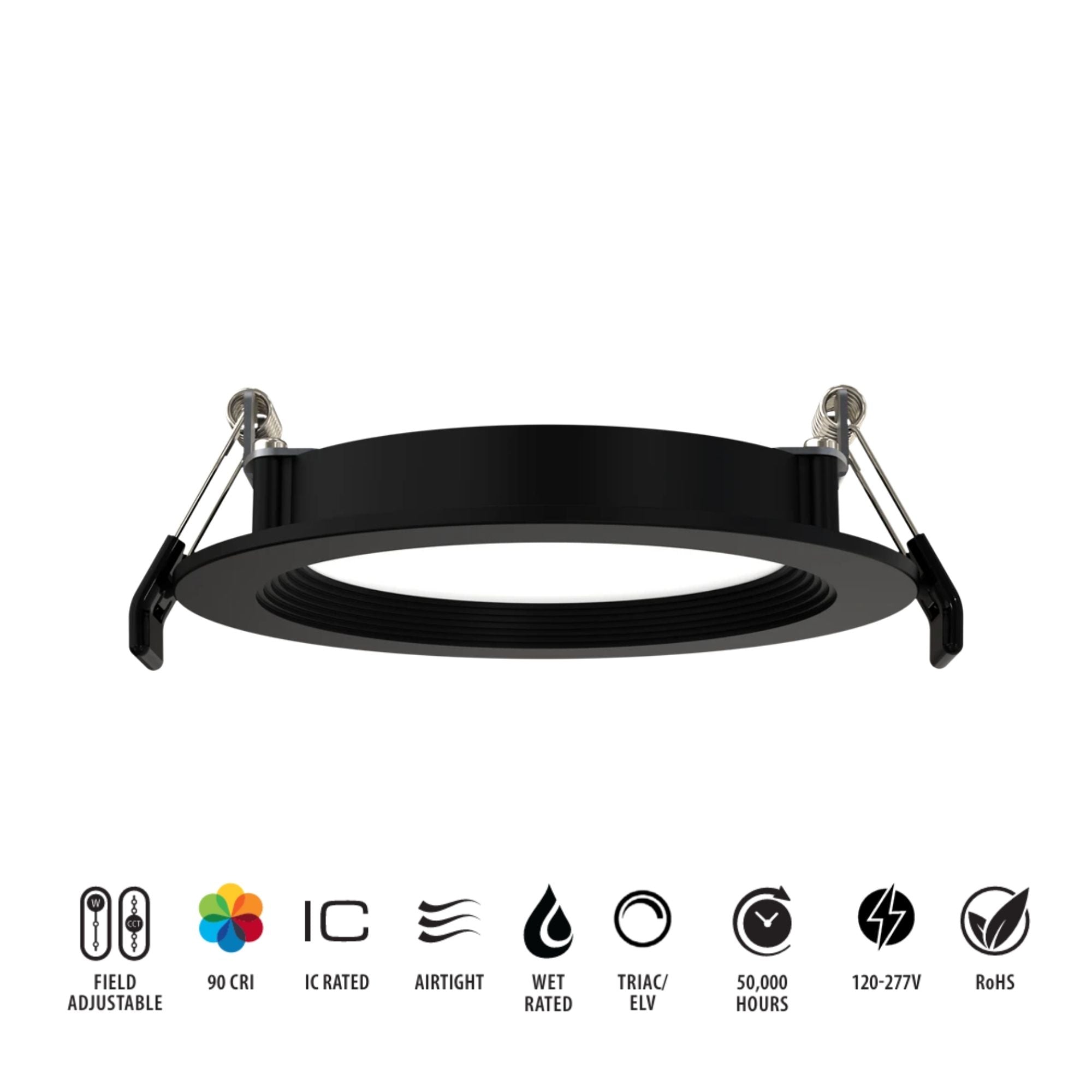 RAB WFRX-4BD-K 4 in. Open Baffle Downlight 12W 1000 Lumens Selectable CCT, Black