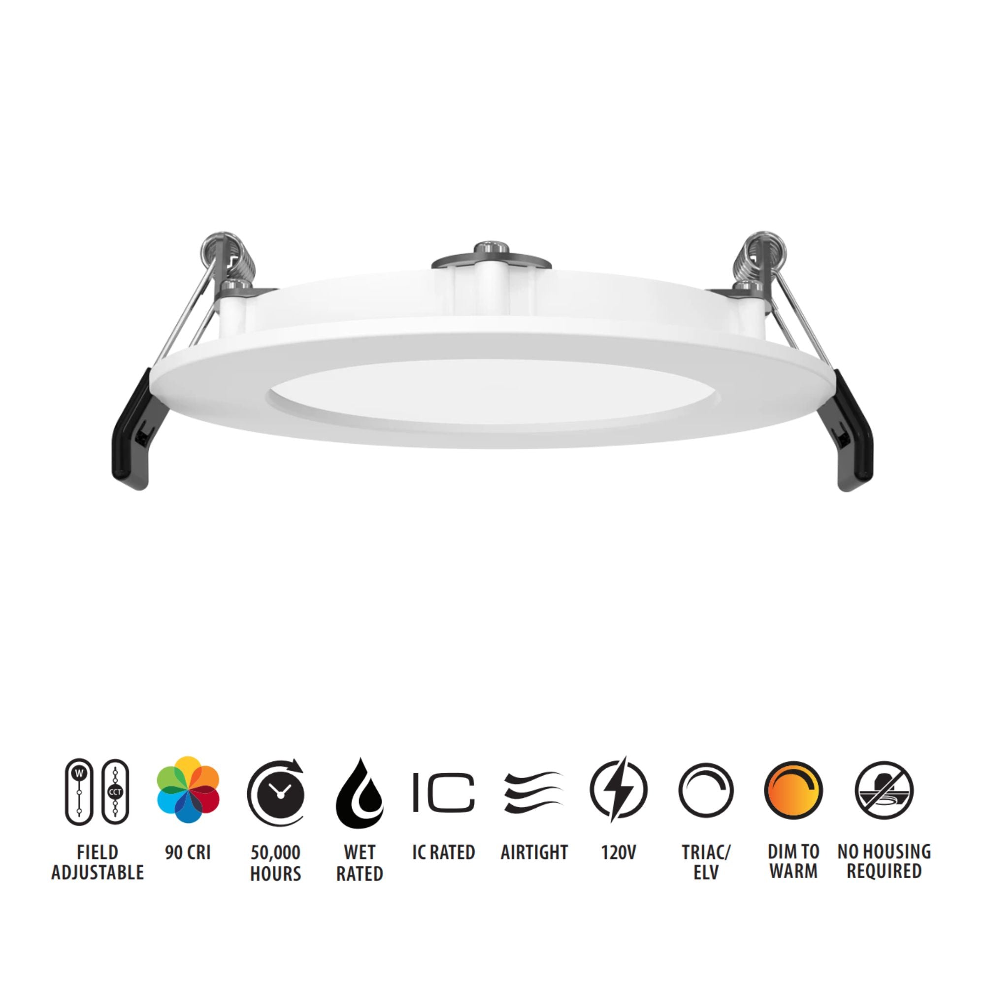 WFRX 4" Dim-to-Warm LED Wafer w/Nightlight - 850 Lumens, 3-Wattage, 5-CCT, Smooth