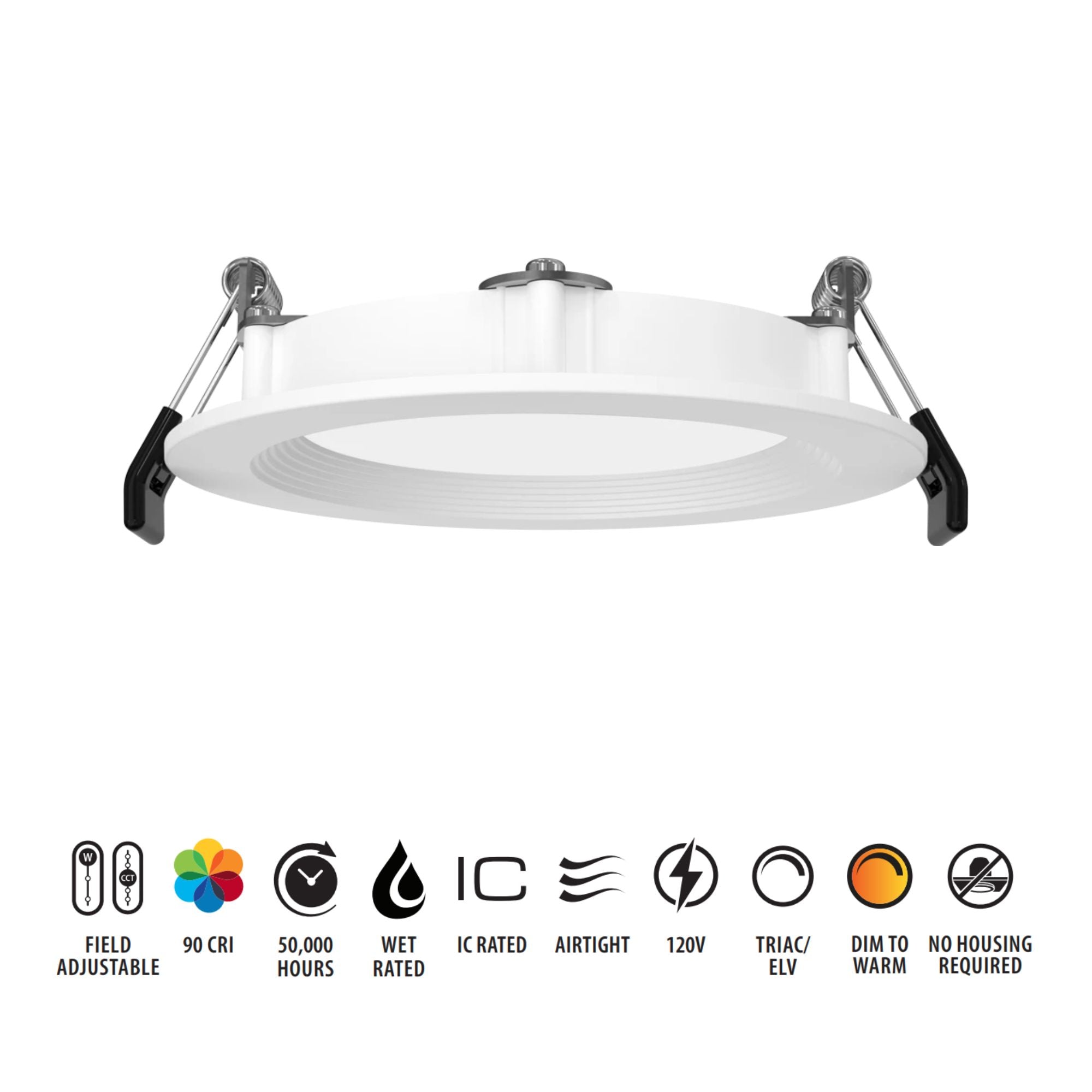 WFRX 4" Dim-to-Warm LED Wafer w/Nightlight - 850 Lumens, 3-Wattage, 5-CCT, Baffle