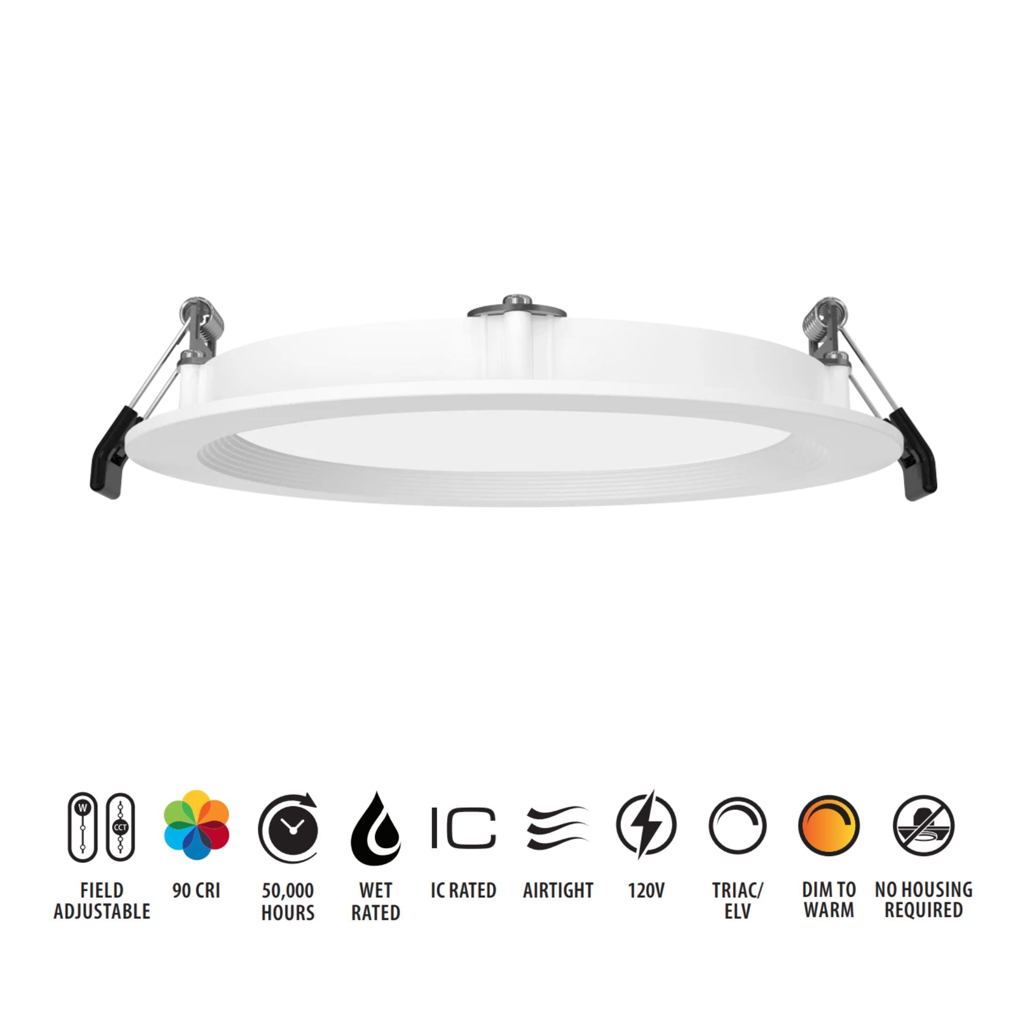 WFRX 6" Dim-to-Warm LED Wafer w/Nightlight - 1200 Lumens, 3-Wattage, 5-CCT, Baffle