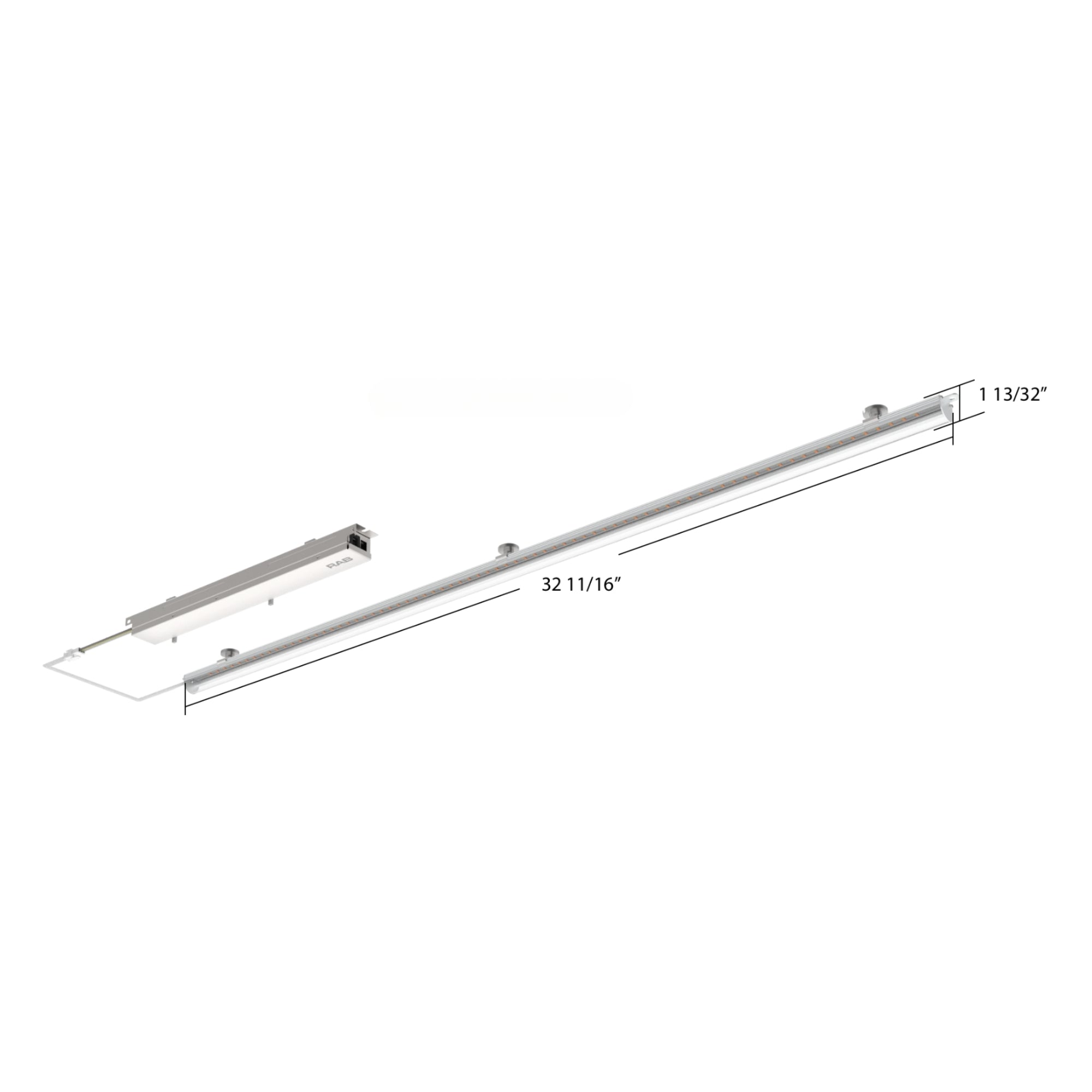 3ft LED Magnetic Retrofit Kit, 3250lm, 25W, Selectable CCT, Frosted Lens, 120-277V - Bees Lighting