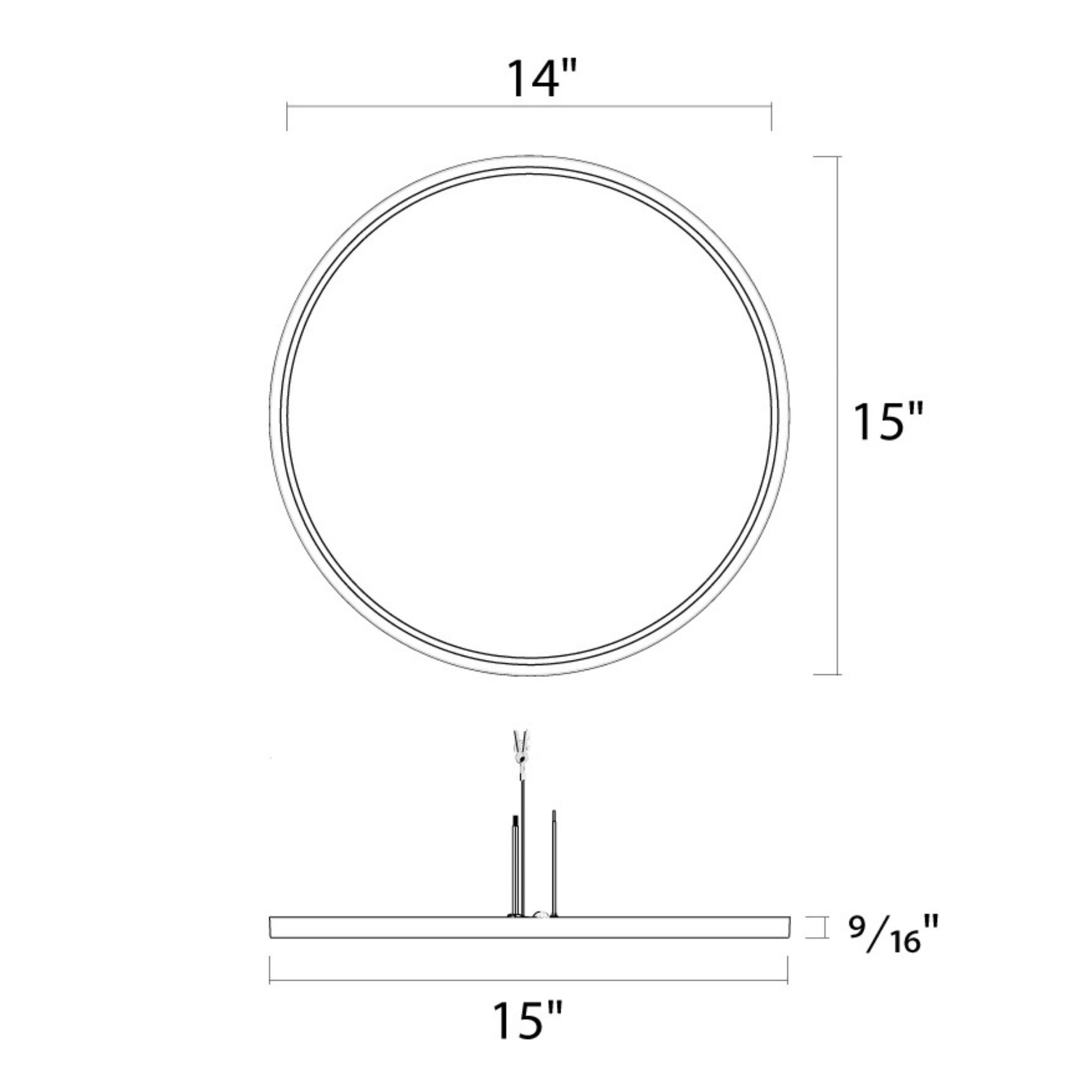 RAB SUMO-R-15K 15'' Round LED Surface Mount, 28W, 2000lm, 5-CCT, Black