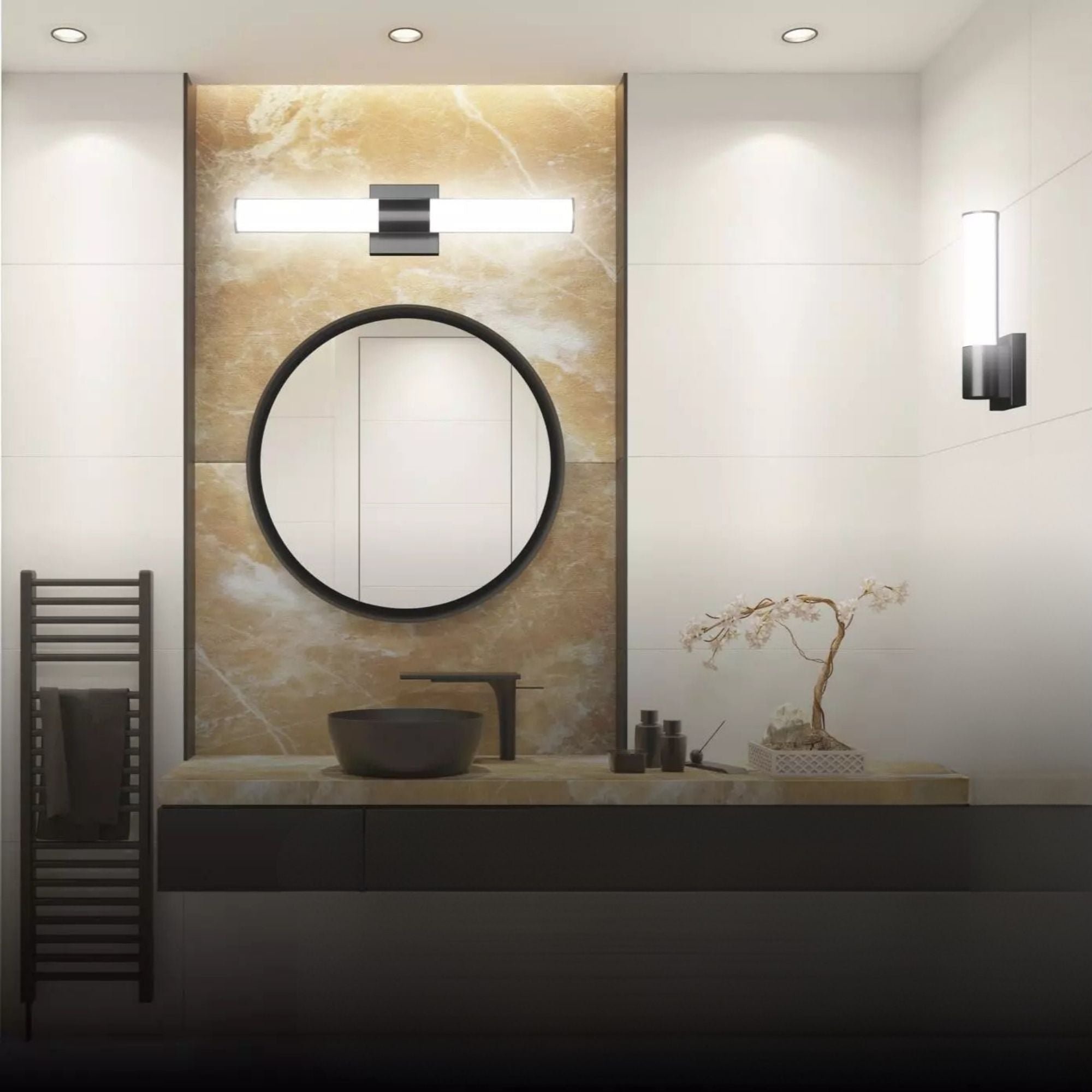 Allure 18" Round LED Vanity Light, CCT Selectable, 120V, Black Finish