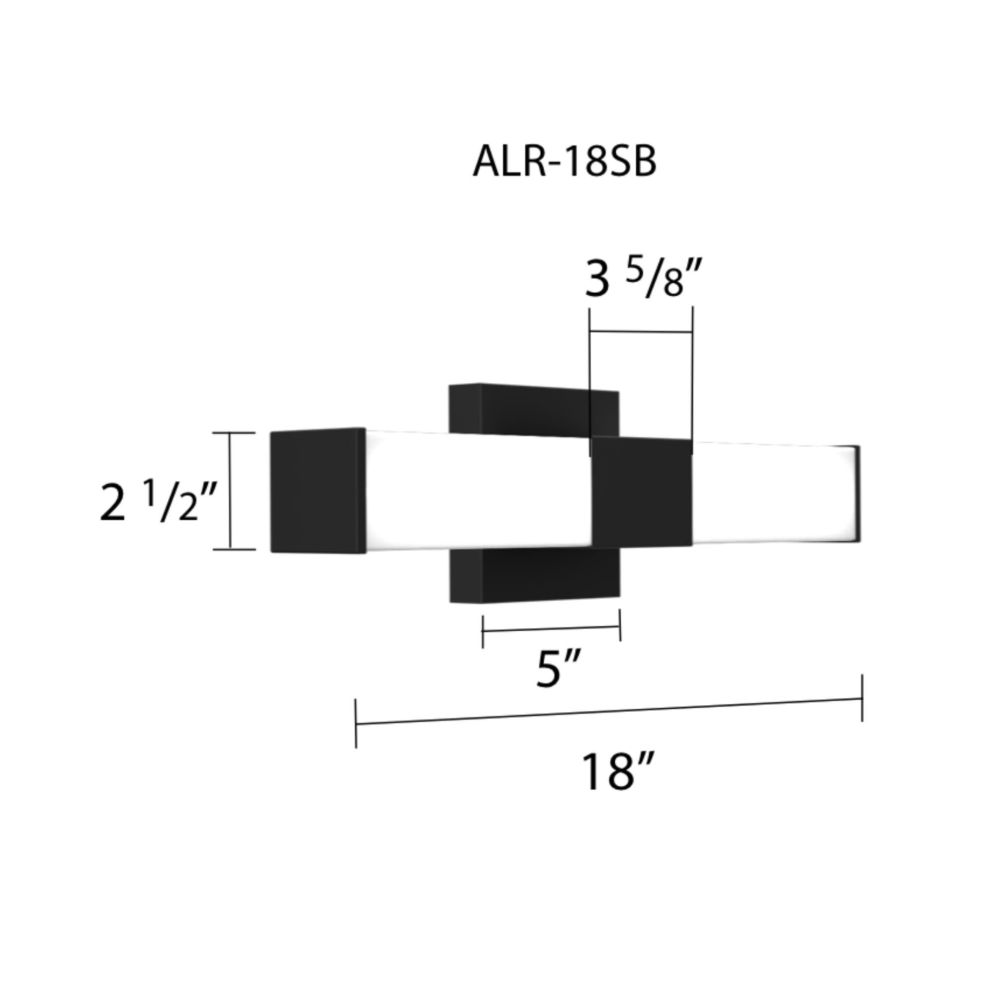 Allure 18" Square LED Vanity Light, CCT Selectable, 120V, Black Finish