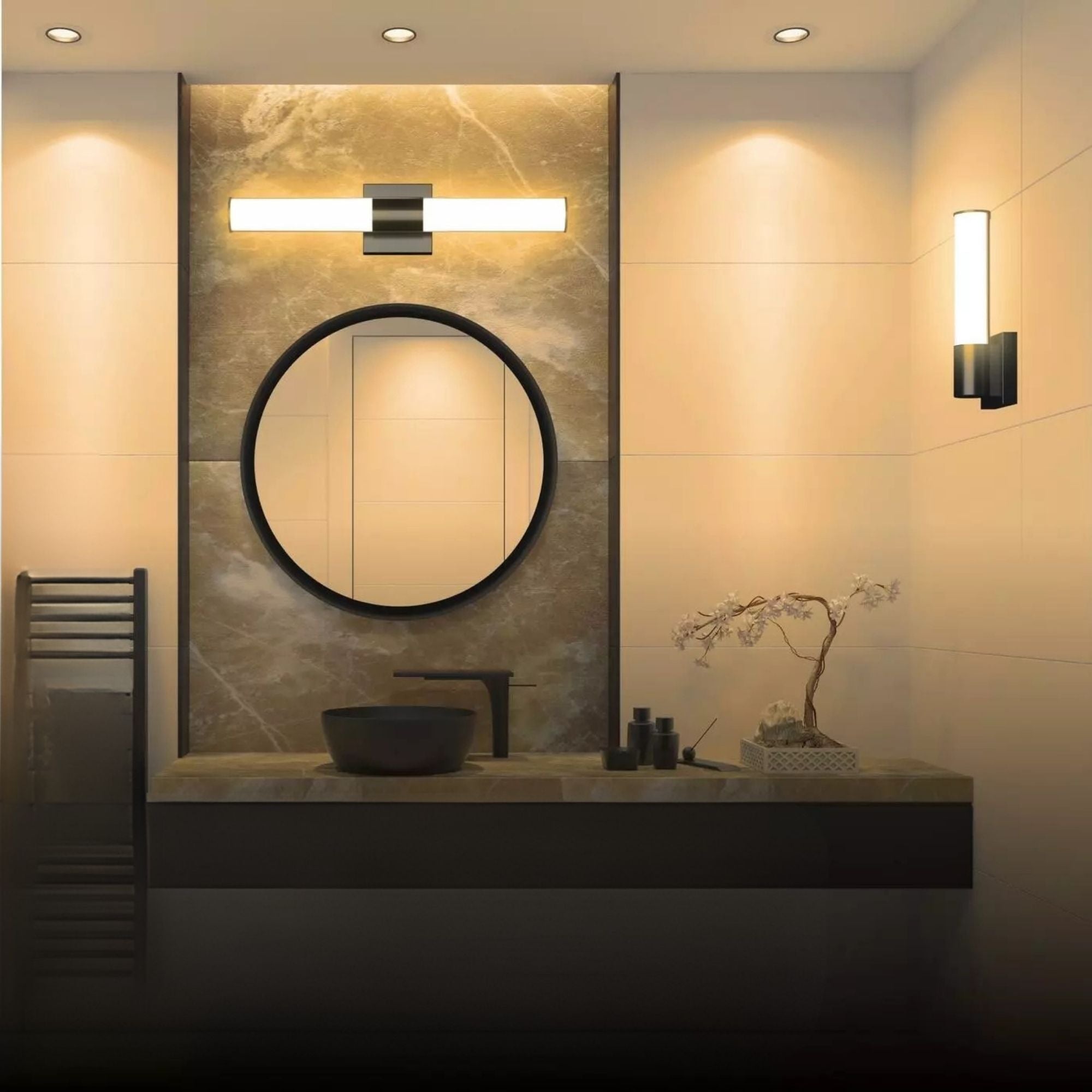 Allure 24" Round LED Vanity Light, CCT Selectable, 120V, Black Finish