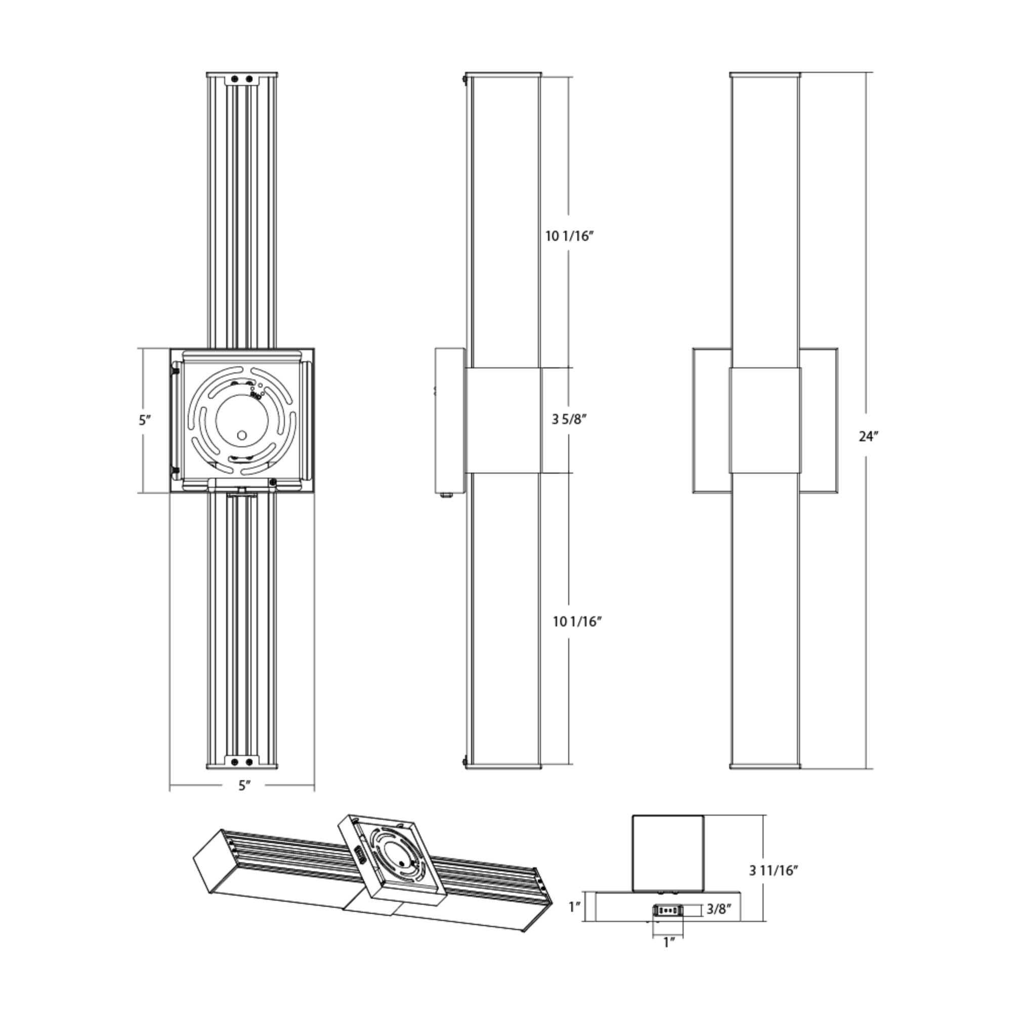 Allure 24" Square LED Vanity Light, CCT Selectable, 120V, Brushed Nickel Finish