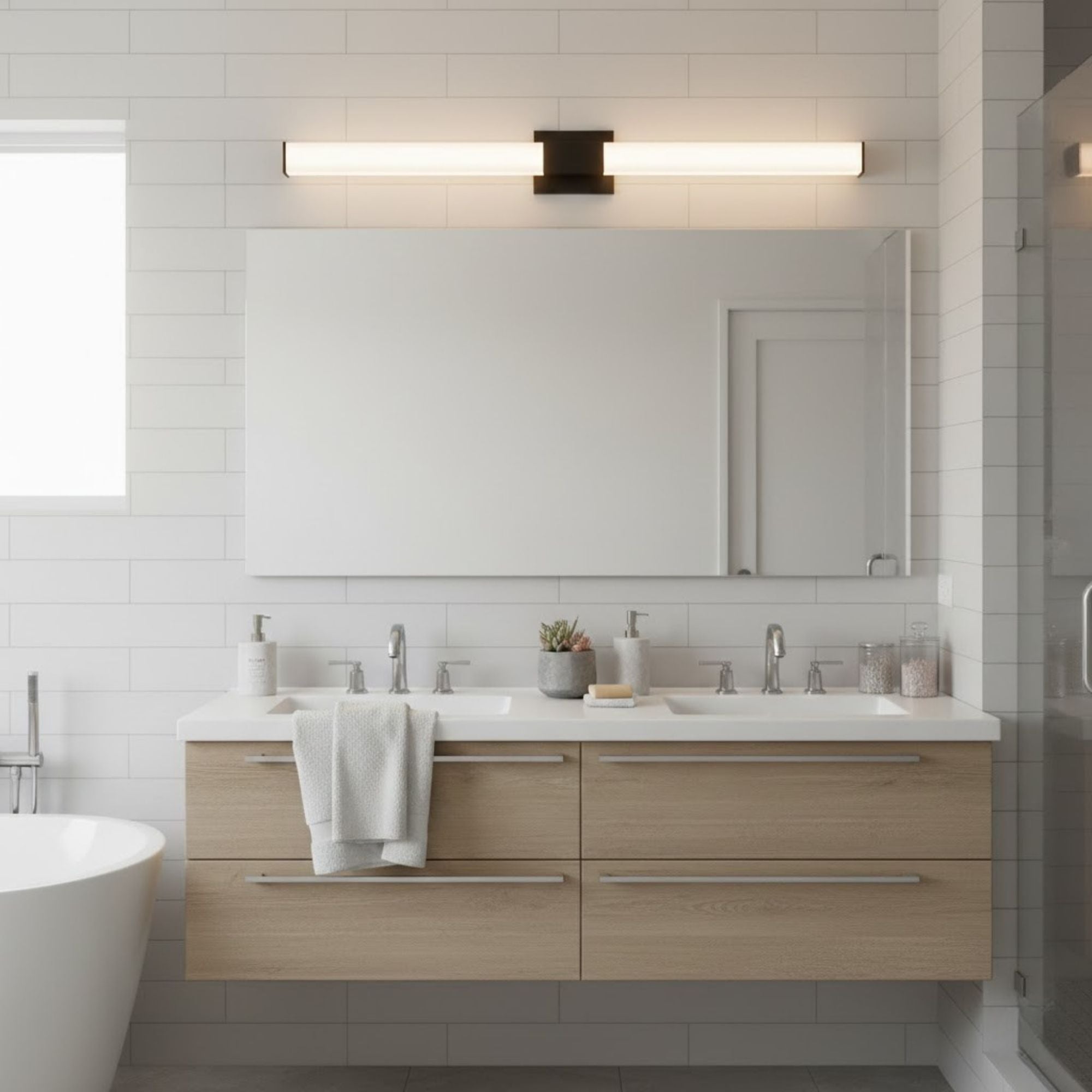 Allure 36" Square LED Vanity Light, CCT Selectable, 120V, Black Finish